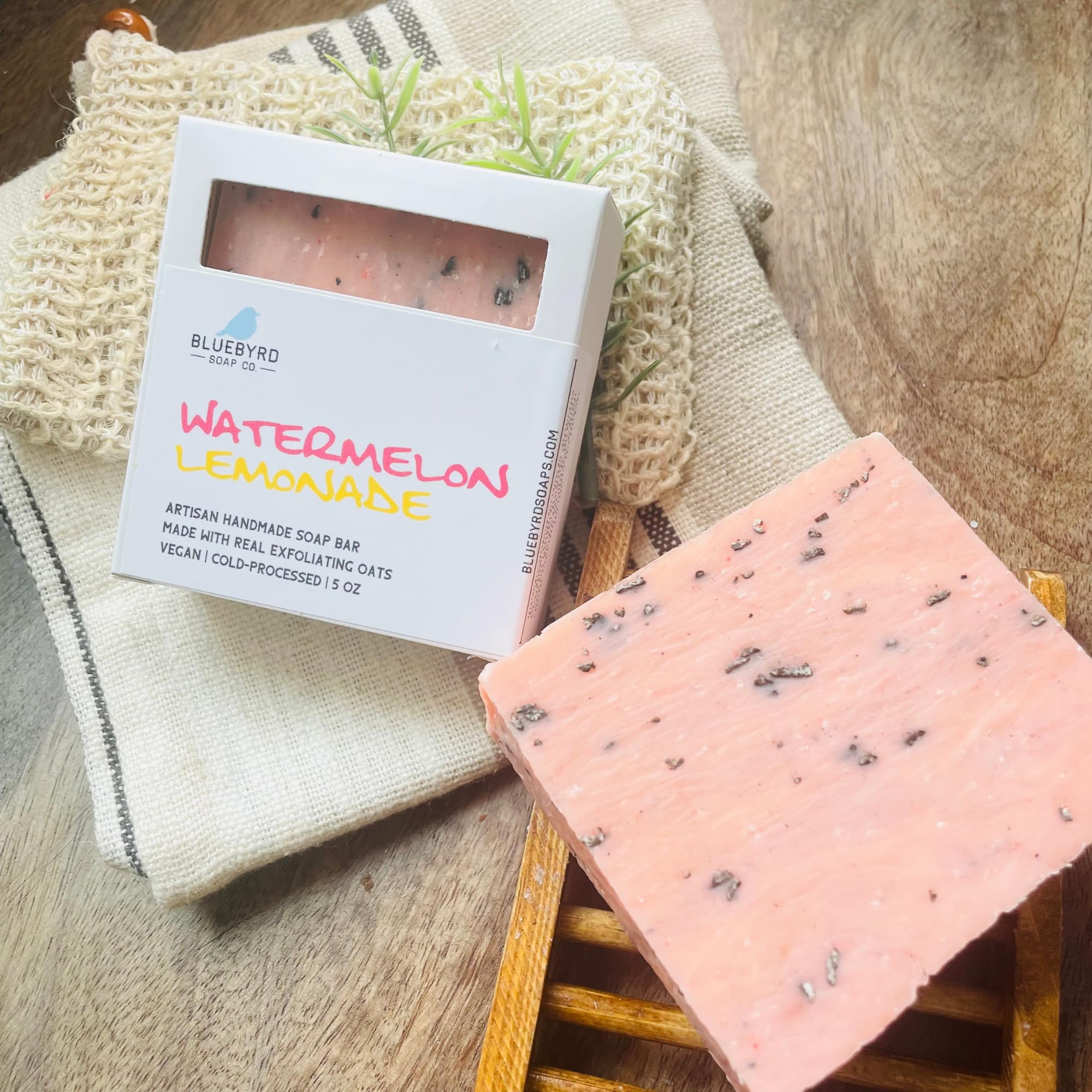 Bluebyrd Soap Co. Watermelon Lemonade Soap Bar | Handmade Bar Soap For Kids - Natural Ingredients, Kaolin Clay, Oatmeal, Aloe Ve