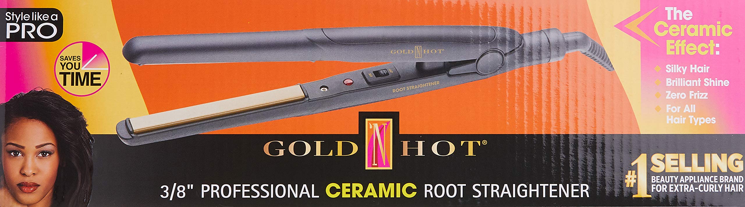 Gold N Hot Gh2137 Ceramics Professional Ceramic Straightening Iron 3/8 Inch With Curved Plates