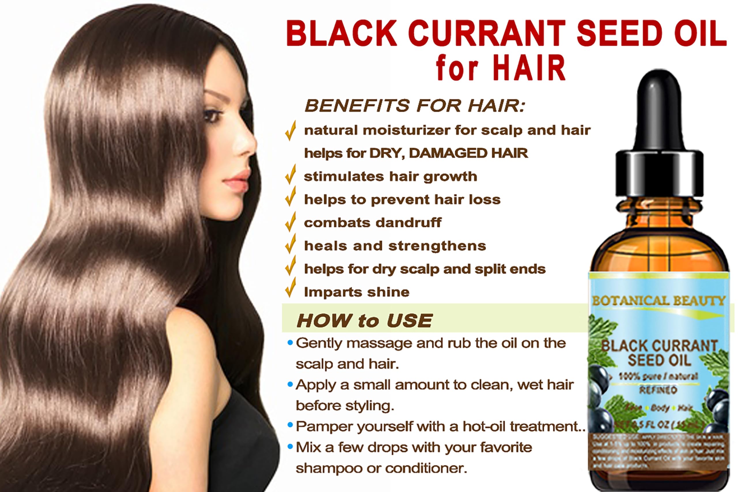 Black Currant Seed Oil 100% Pure Natural Undiluted Refined Cold Pressed Carrier Oil. 1 Fl.Oz. - 30 Ml For Face, Skin, Hair, Lip,