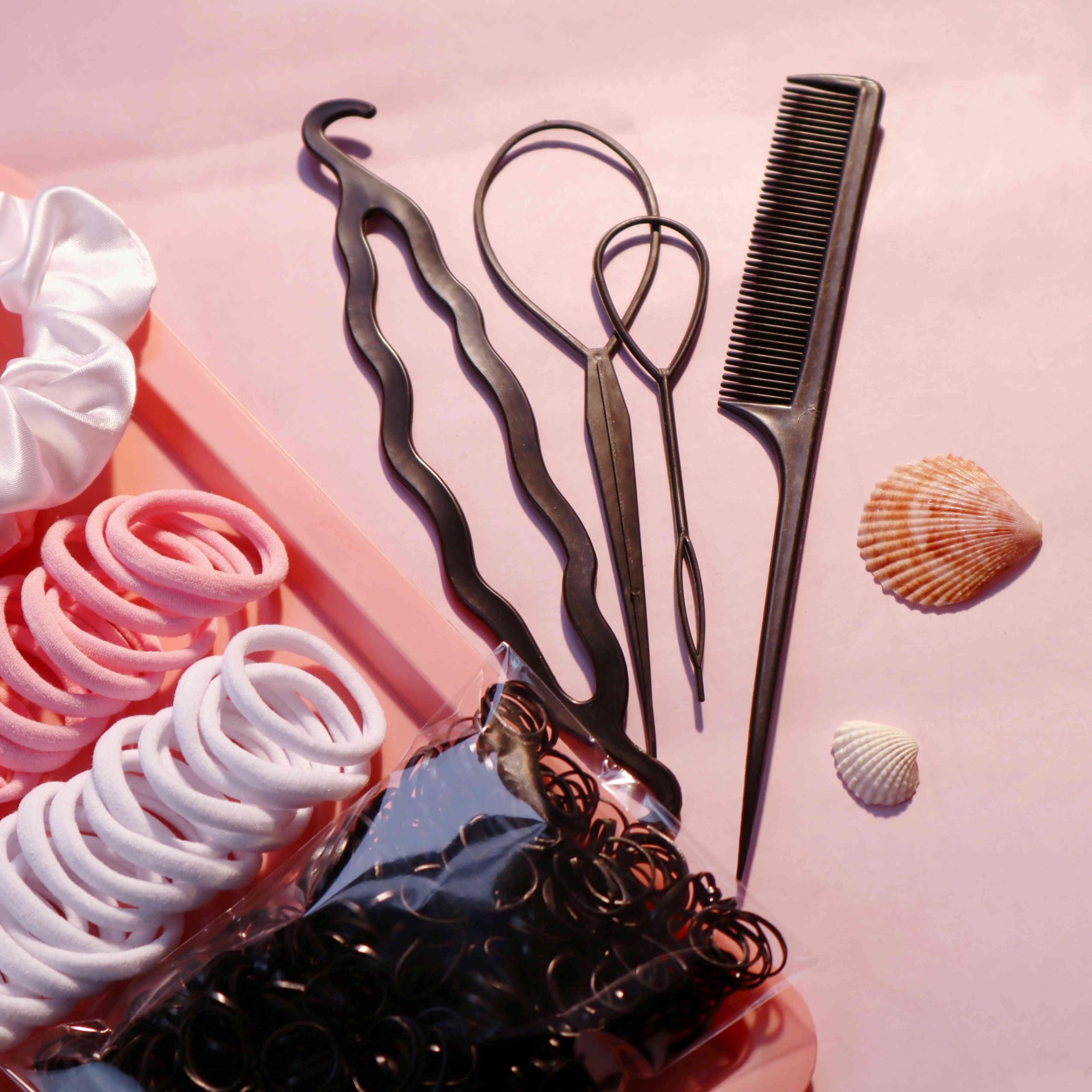 Yanrong Hair Accessories Set: 755Pcs Seamless Ponytail Holders, Scrunchies, Hair Bands, And Hair Ties For Thick And Curly Hair (