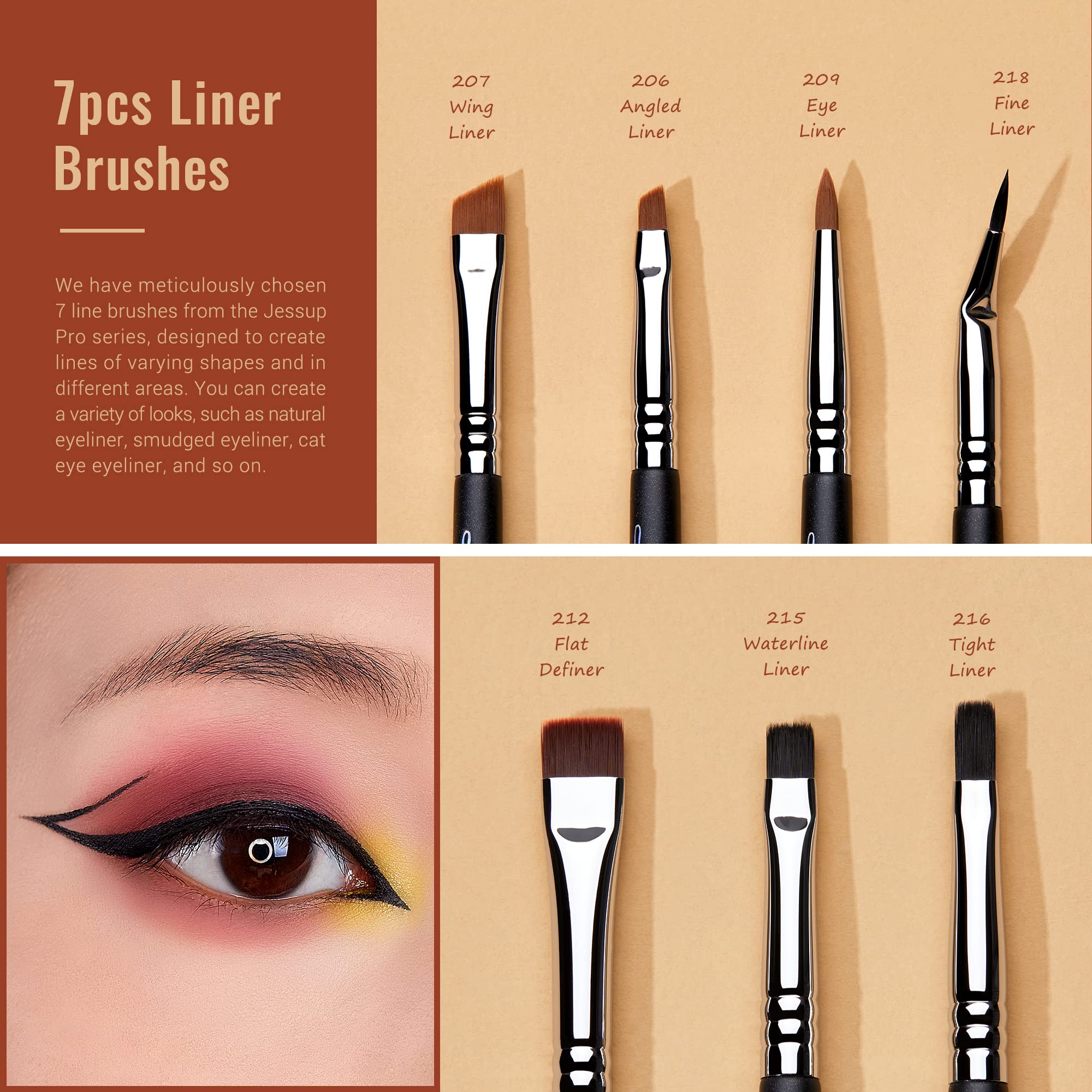 Jessup Eye Makeup Brushes Set Professonal 28Pcs Premium Synthetic Eyeshadow Brush Eyeliner Brush Eyebrow Brush Blending Brush Fo