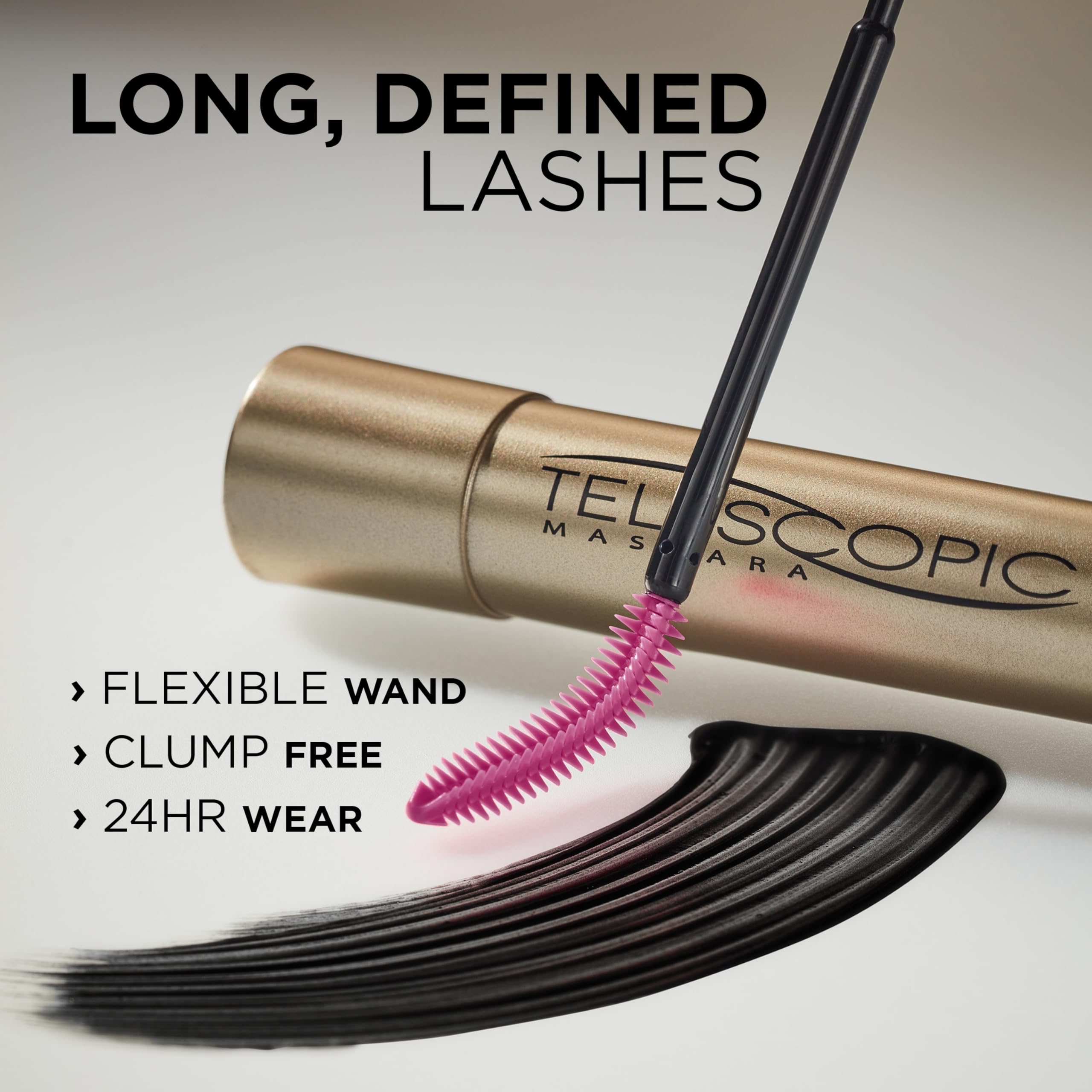 L'Oreal Paris Makeup Telescopic Original Lengthening, Lash Separating Mascara with Dual Precision Brush, Washable, Black Brown,