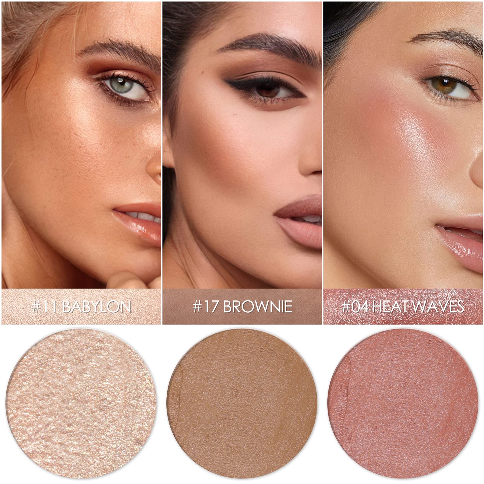 Falocutus 3 Pcs Medium Contour Stick Set,Cream Blush & Highlighter Bronzer Pen,Long Lasting & Smooth Natural Face Contouring Ill