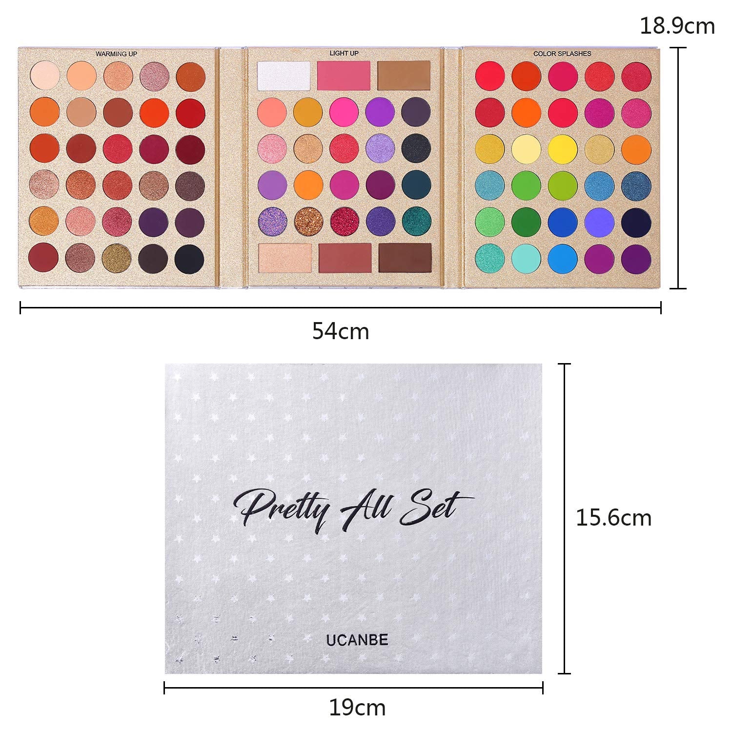 UCANBE 86 Colors Eyeshadow Palette with 15pcs Makeup Brushes Set - Colorful, Matte & Glitter, Long Lasting, Highly Pigmented
