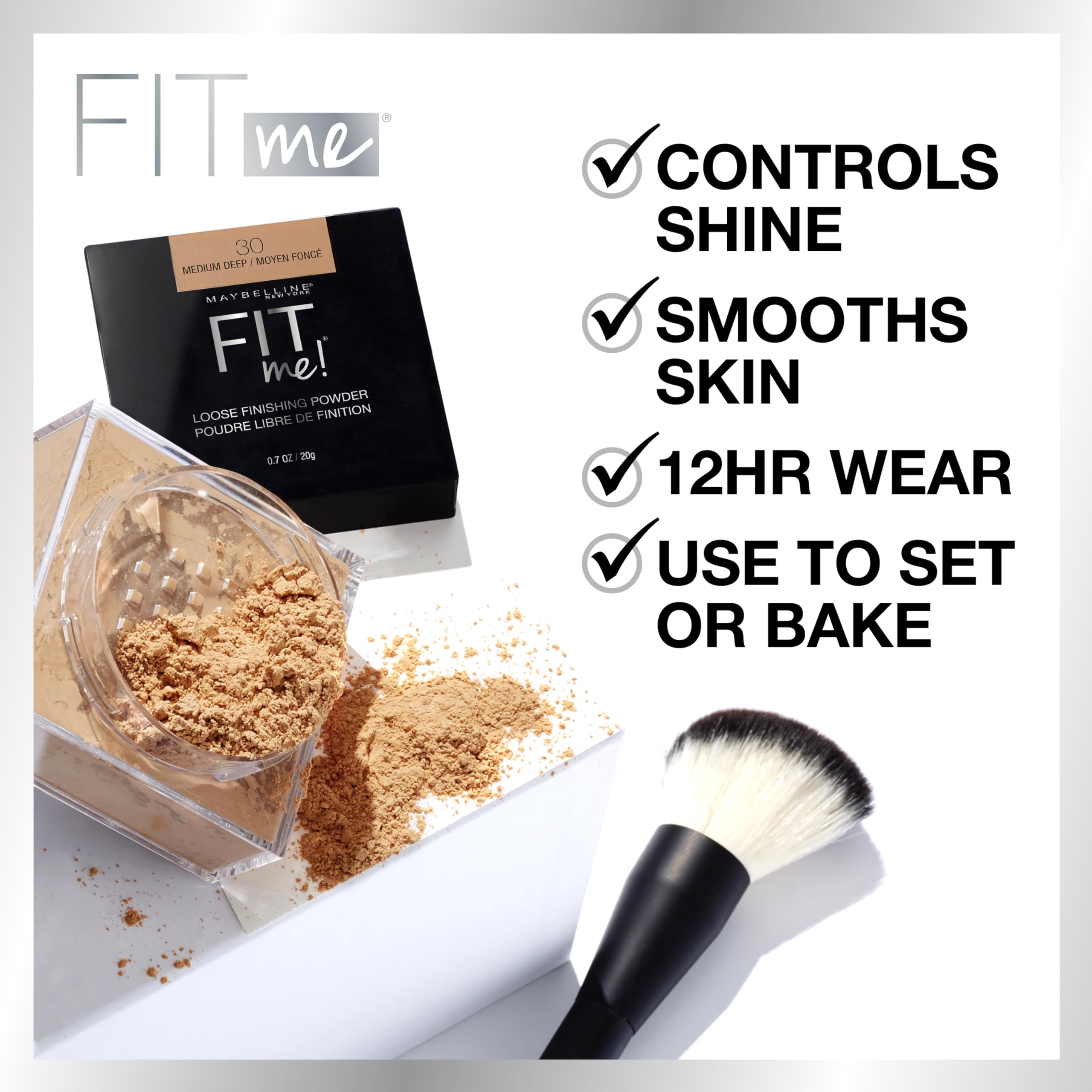 Maybelline Fit Me Loose Setting Powder, Face Powder Makeup & Finishing Powder, Medium, 1 Count