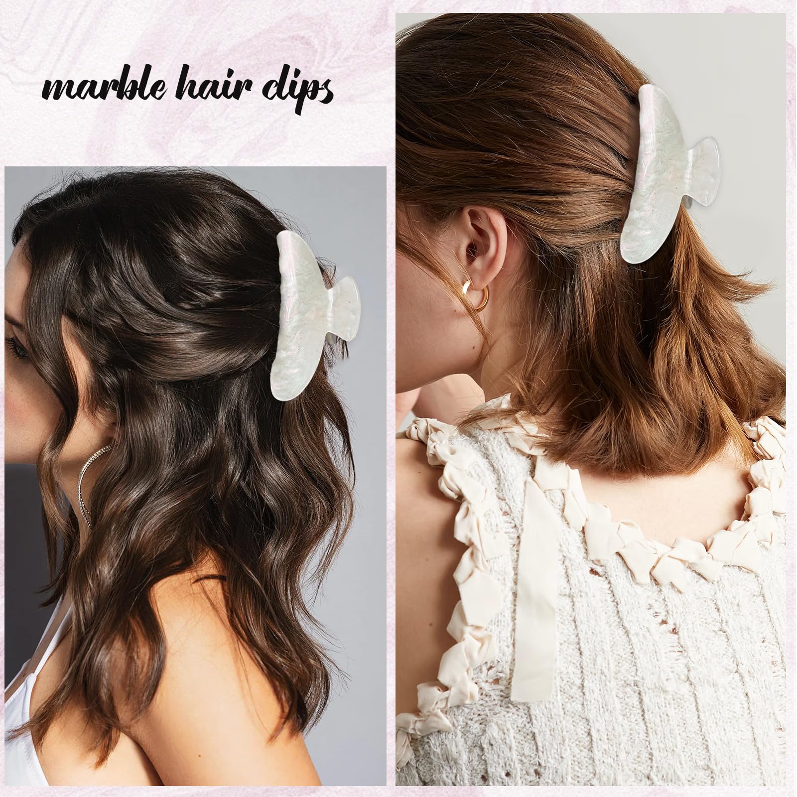 Medium French White Hair Claw for Women - Styling Banana Clips for Thin Hair, Exquisite Barrettes and Hair Decorations (1Pcs)