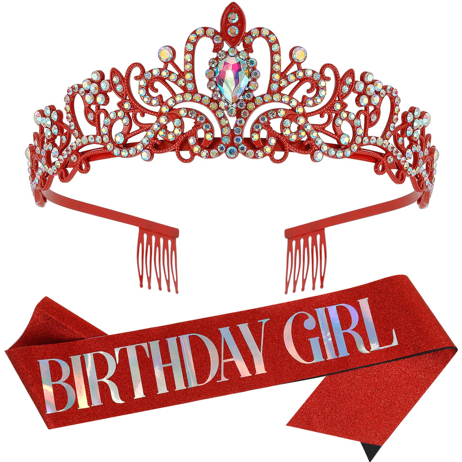 'Birthday Girl'' Sash & Rhinestone Tiara Set COCIDE Birthday Sash and Tiara for Women Birthday Decoration Kit Rhinestone Headba