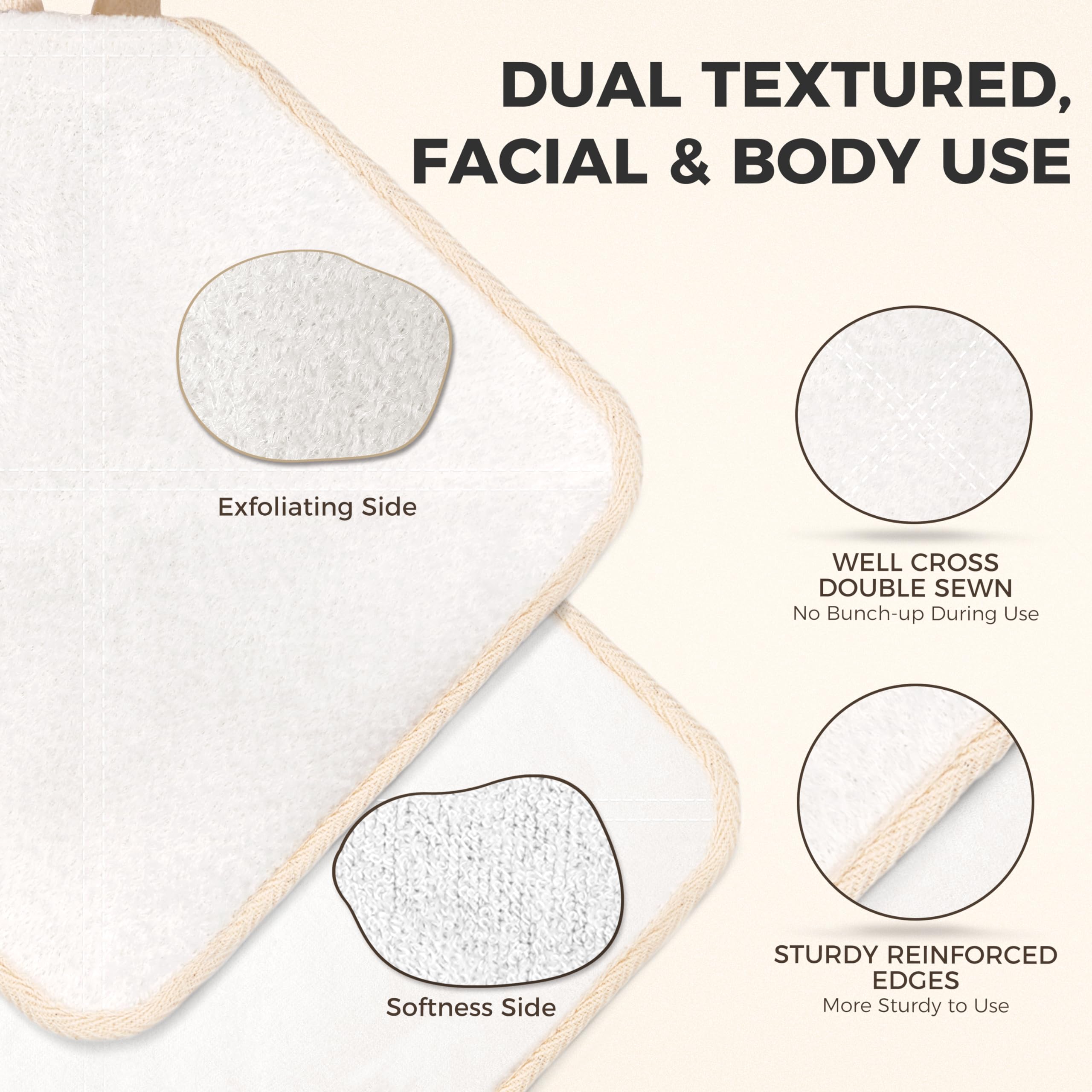 Zomchi Exfoliating Washcloth For Face And Body, Dual Function Wash Cloth With Soft And Rough Sides, Exfoliating Scrub Bath Towel