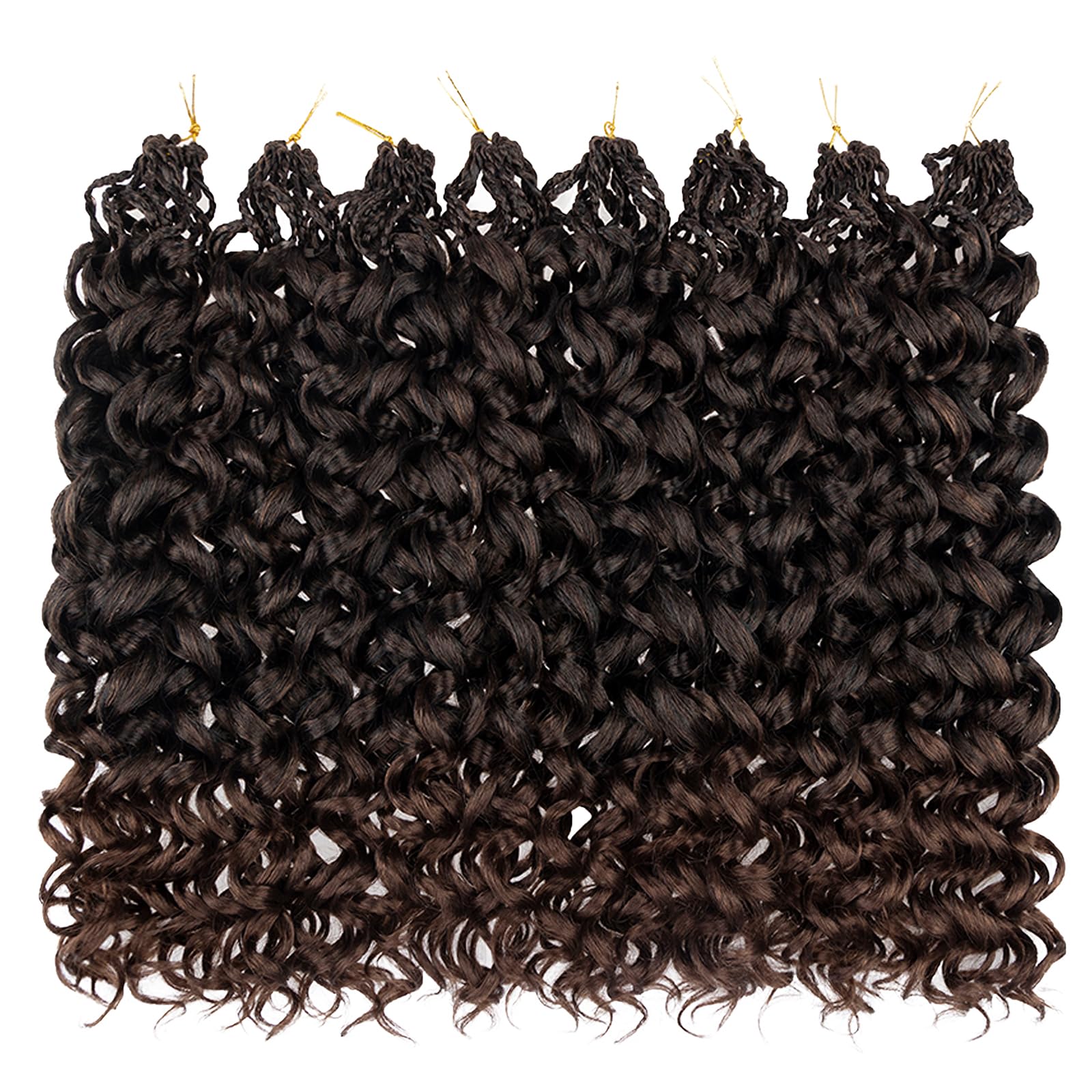 Leeven 10 Inch 8 Packs Gogo Curl Crochet Hair Ombre Brown Pre Looped Ocean Wave Crochet Hair Short Deep Twist Curly Bohemian Cro