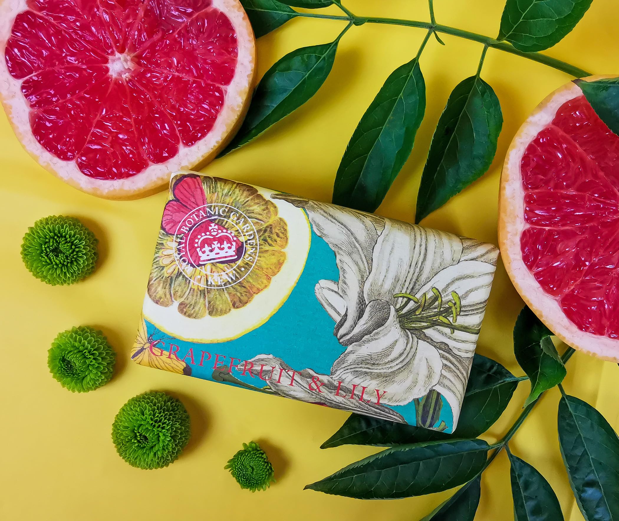 The English Soap Company Royal Botanical Gardens Kew Wrapped Soap Bar, Luxury Grapefruit Shea Butter Soap Bar, Moisturising Soap
