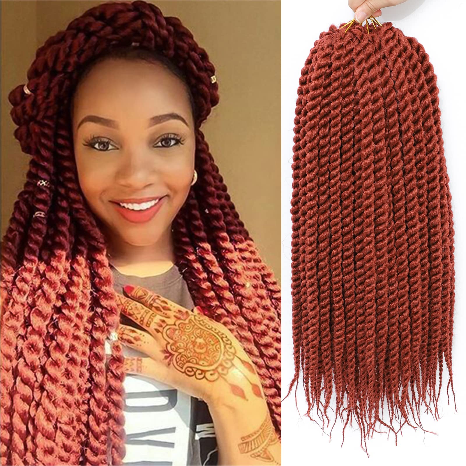 Havana Twist Crochet Hair 6 Packs Strands 18 inch Crochet Braids Senegalese Twist crochet Hair Jumbo Havana Twist Crochet Braids