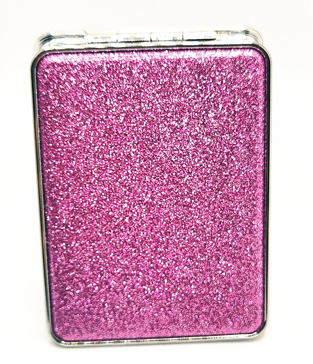 Mpowtech Square Purple Compact Mirror For Women,Small Magnifying Travel Mirror With Glitter,Portable 2 X 1X Magnification Foldin