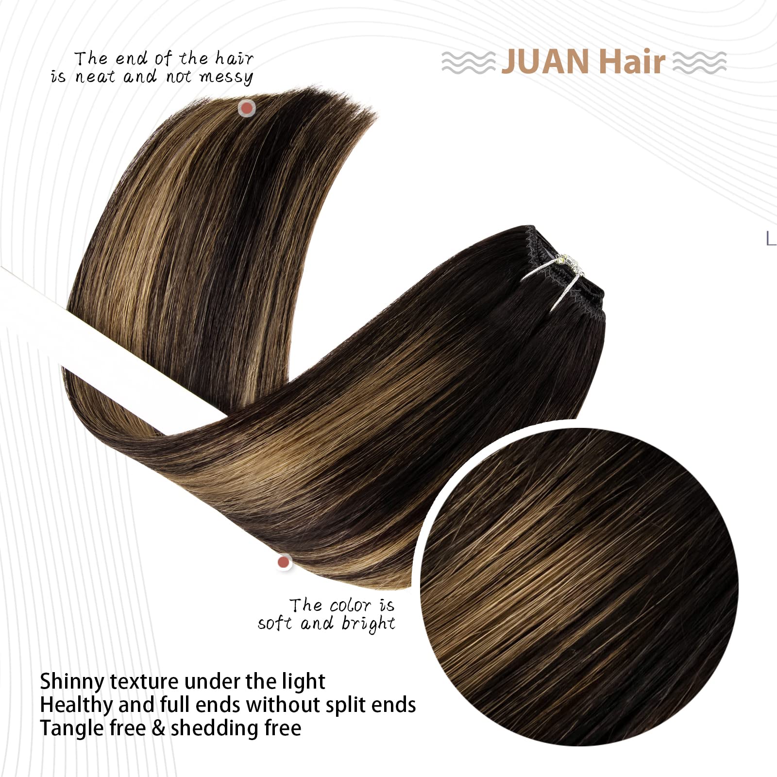 Aison Clip in Hair Extensions Real Human Hair 70G Natural Black to Chestnut Brown 100% Remy Human Hair Soft Silky Straight 7pcs