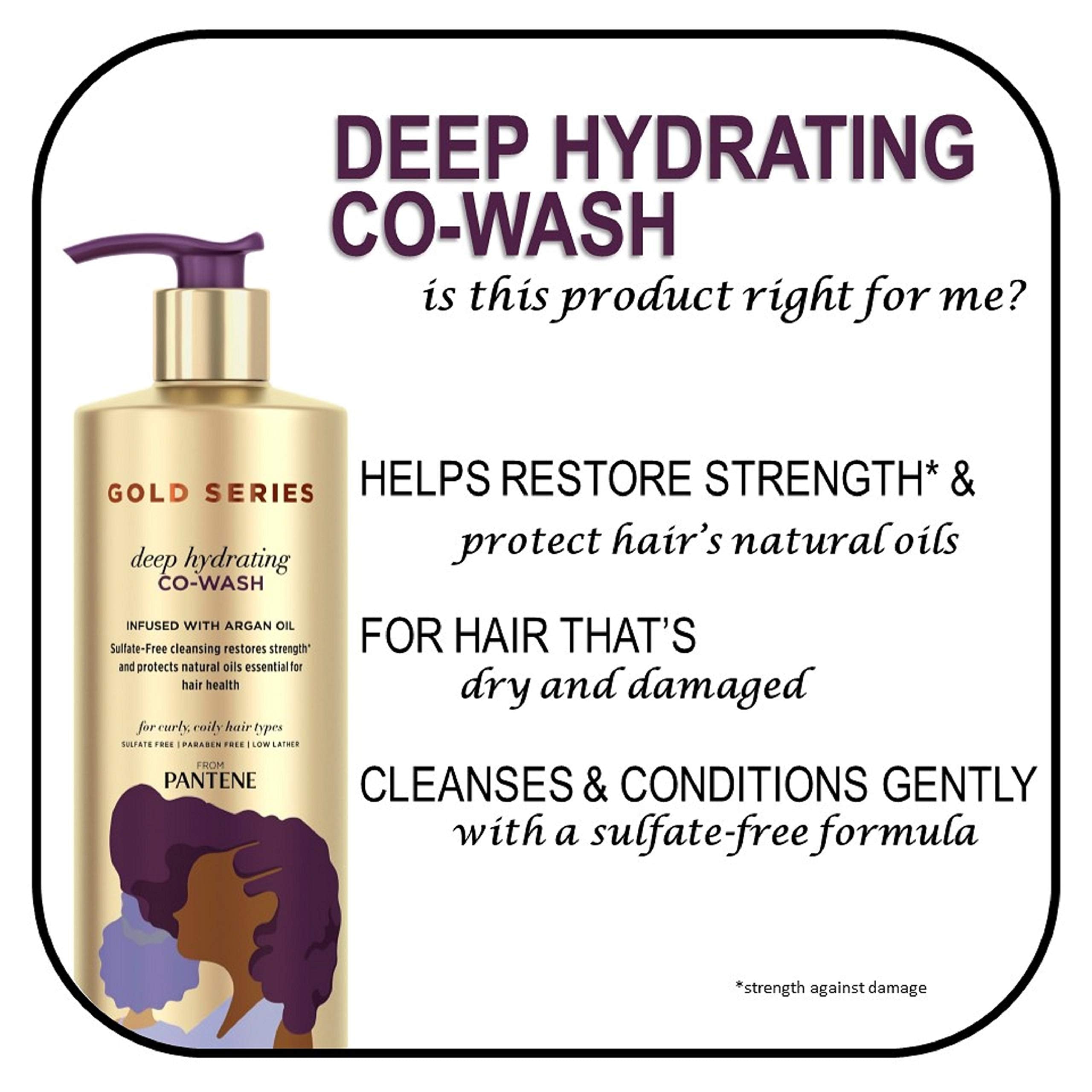 Gold Series From Pantene Sulfate-Free Deep Hydrating Co-Wash With Argan Oil For Curly, Coily Hair, 15.2 Fl Oz (Packaging May Var