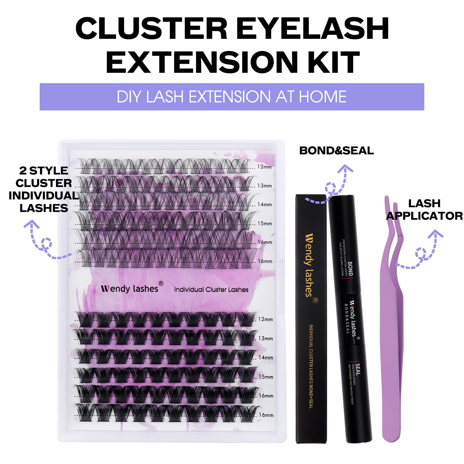 Diy Lash Extension Kit Lash Clusters Thin Band Matte Black D Curl Individual Lashes Strong Hold Waterproof Lash Bond And Seal Gl