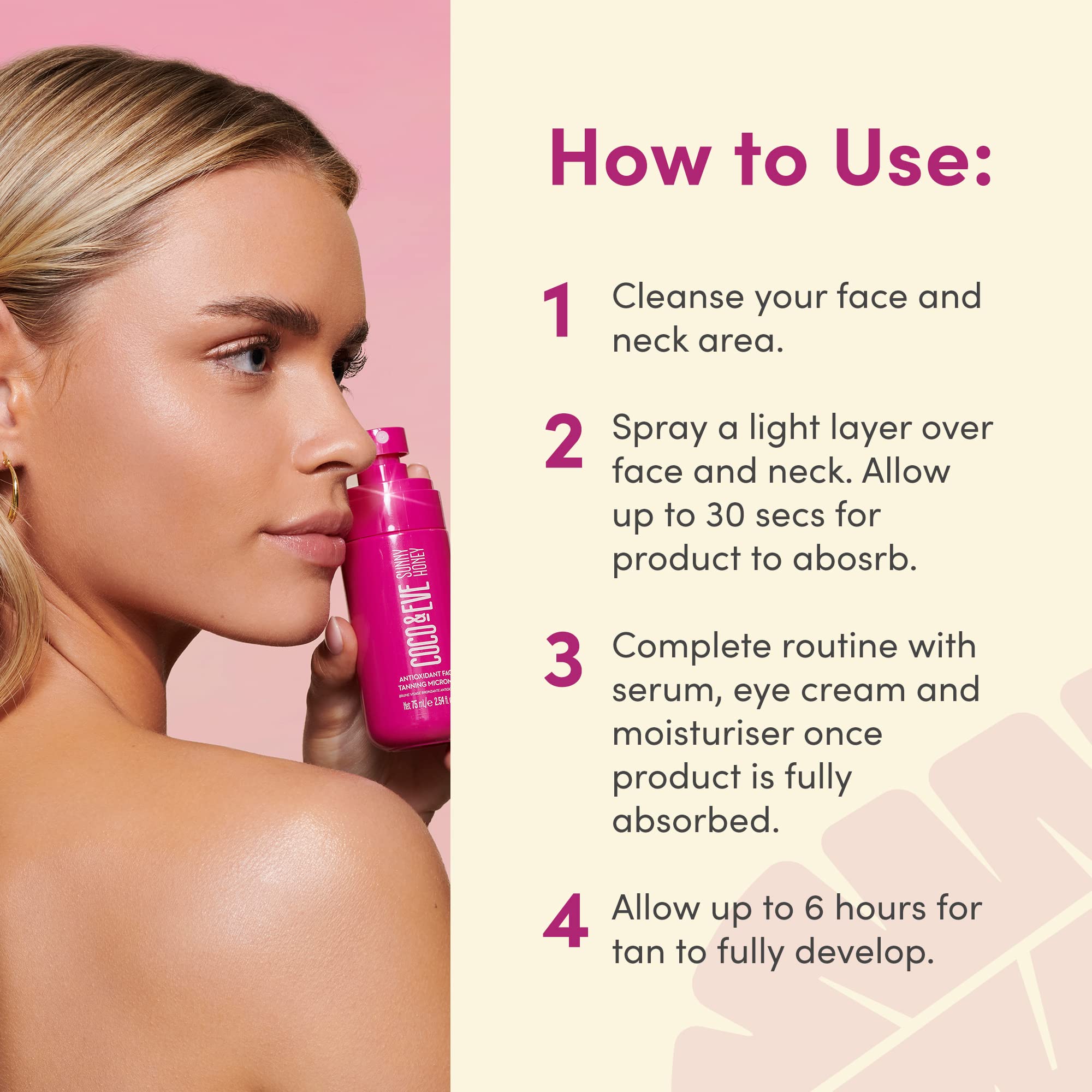 coco & Eve Antioxidant Face Tanning Micromist Sunless Self Tanning Face Mist with Antioxidants to Boost Hydration Quick, Flawles