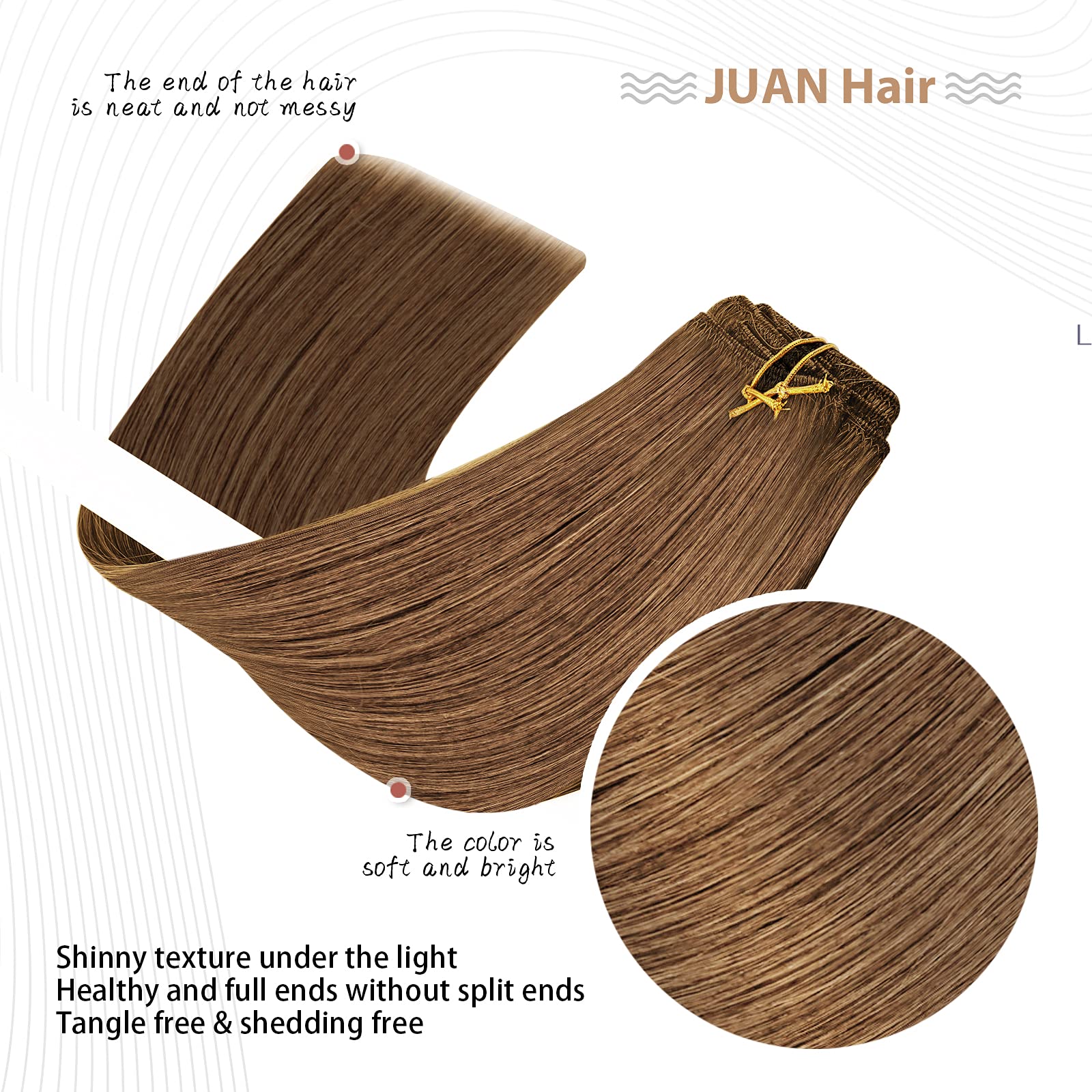 Aison Light Brown Hair Extensions Clip in Hair Extensions Real Human Hair 70G 100% Remy Human Hair Clip in Extensions for Women