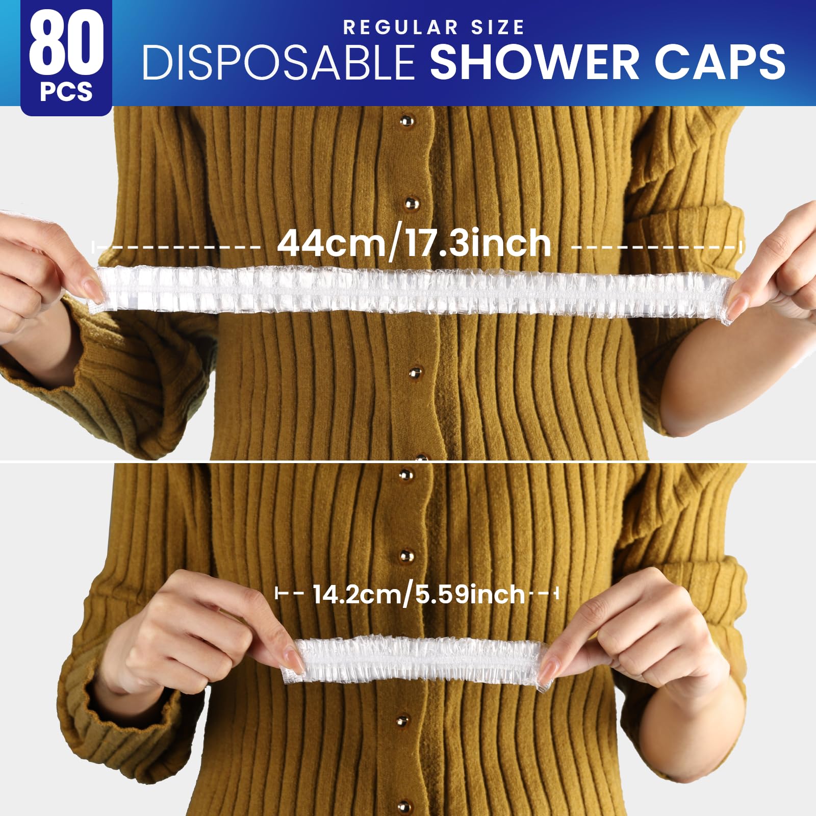 Leobro Shower Cap, 80Pcs Individually Wrapped Disposable Shower Caps For Women, Plastic Shower Caps Disposable, Plastic Hair Cap