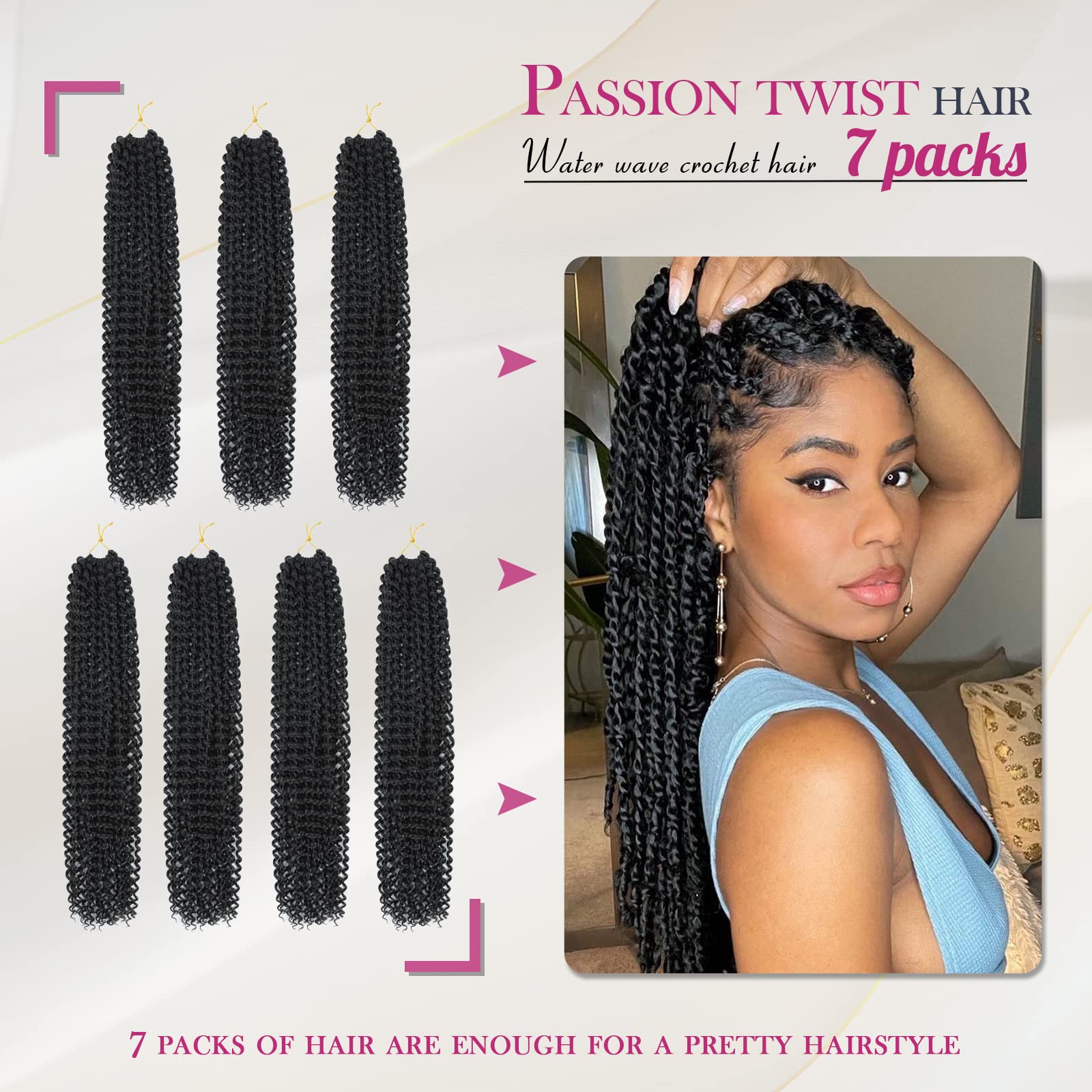 Dansama Passion Twist Hair Water Wave Braiding Hair For Butterfly Style Crochet Braids Bohemian Hair Extensions (18Inch (Pack Of