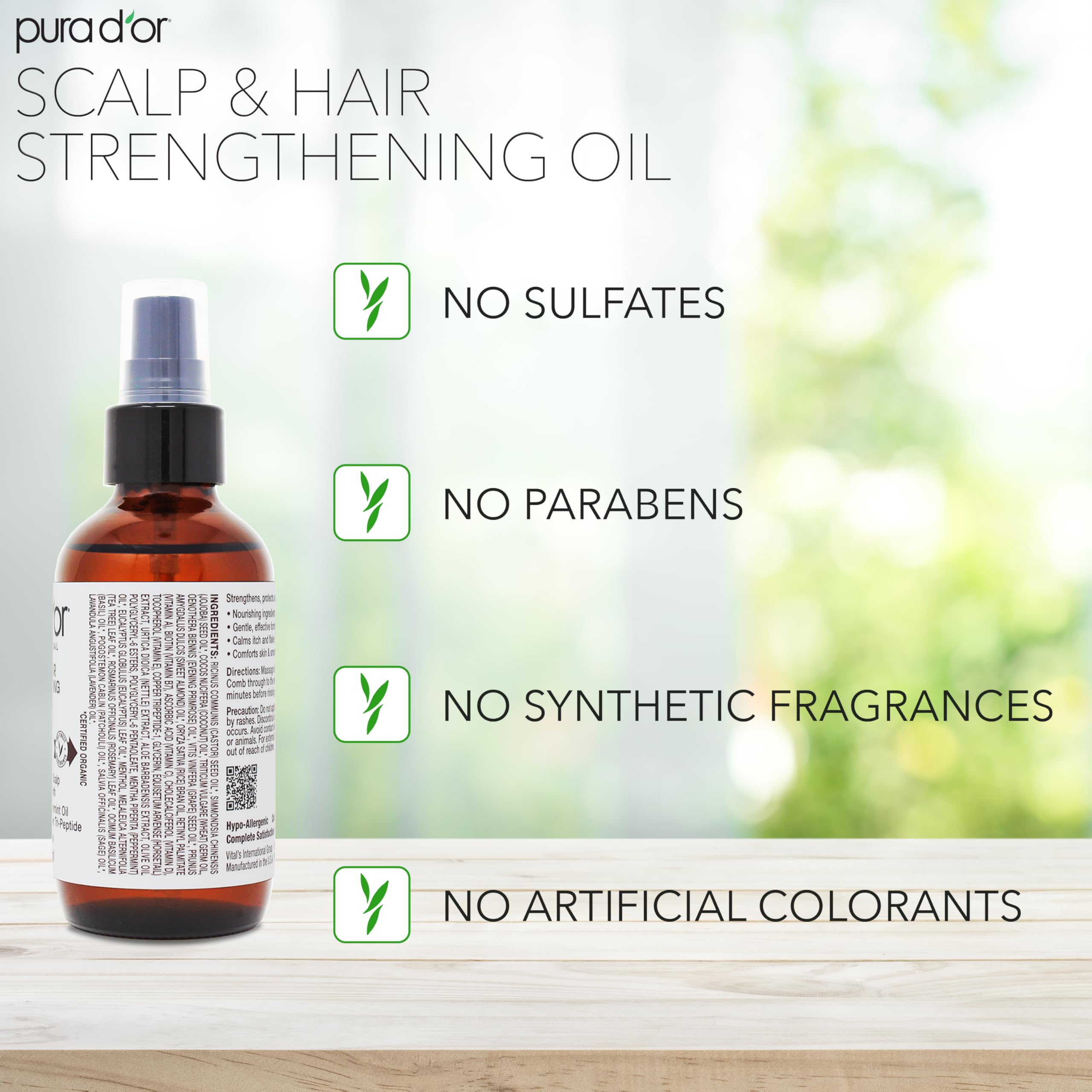 Pura D'Or Scalp & Hair Strengthening Oil (3.3Oz X2 = 6.6Oz) Supports Optimal Growth, Reduce Breakage, Nourish Roots For Healthie