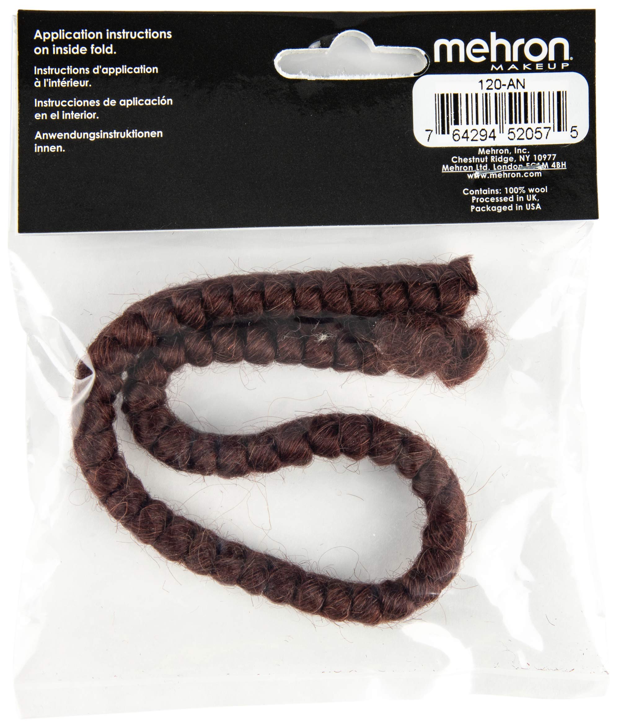 Mehron Makeup Crepe Hair 12-Inch Braid (Auburn)