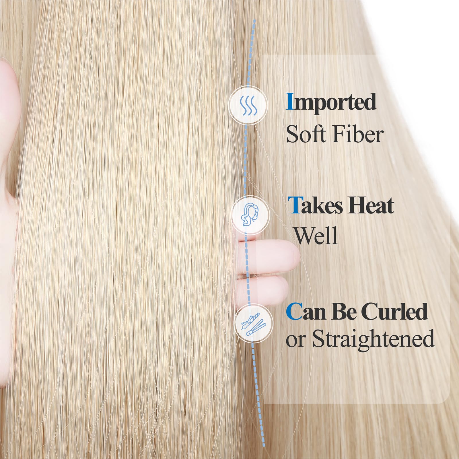 WIGER 26" Long Platinum Blonde Straight Wig - Natural Looking Synthetic Hair, Mixed Blonde, Perfect for Daily Wear or Costumes