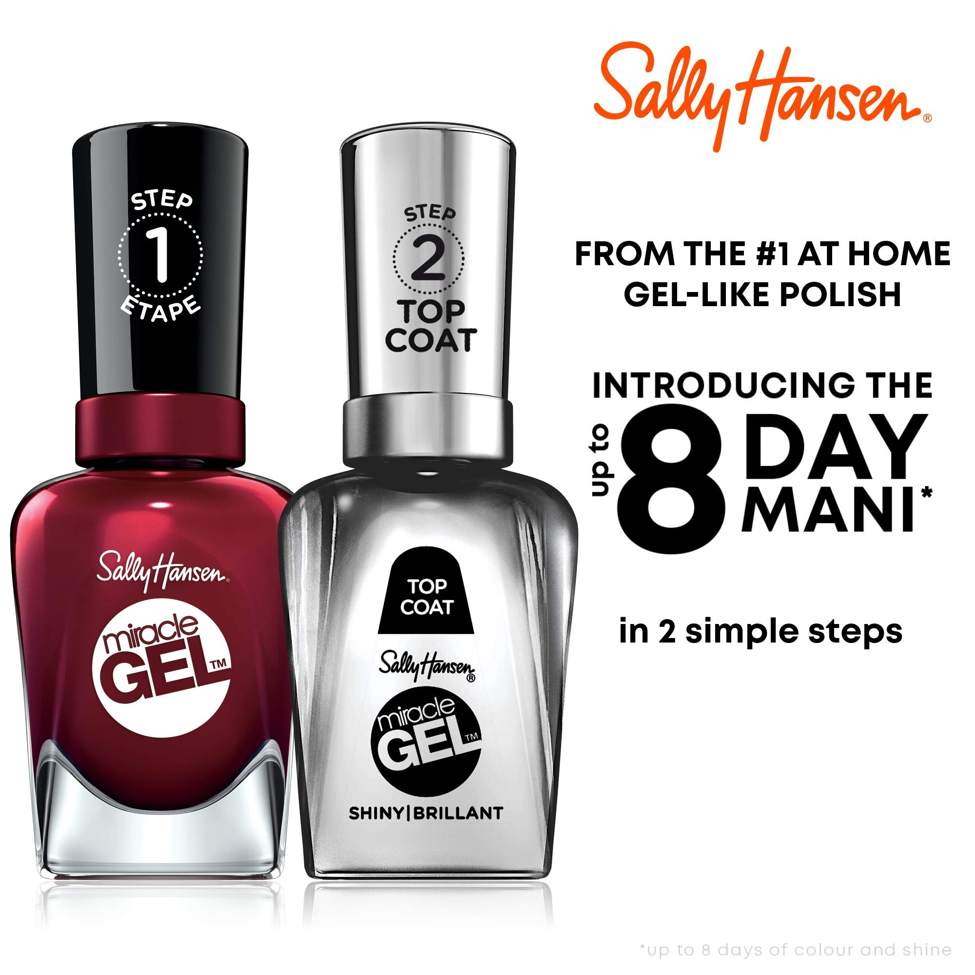 Sally Hansen Miracle Gel, Shiny Top Coat, Long Lasting, Gel-Like Formula, No Uv Lamp Needed, Clear Nail Polish