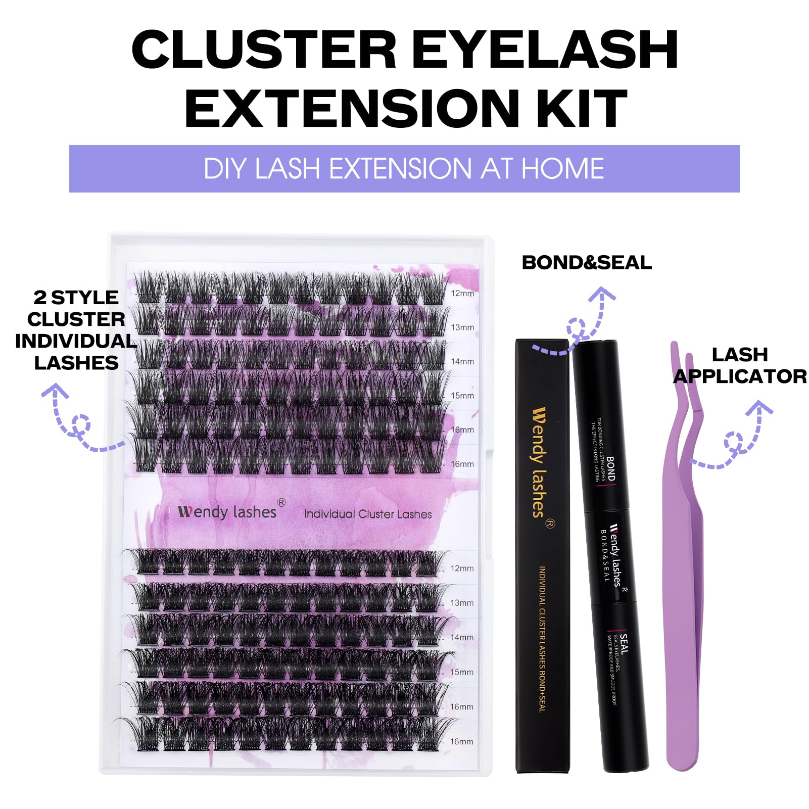 Diy Lash Extension Kit Lash Cluster Kit Cluster Eyelash Extensions Individual Lashes Eyelash Clusters Mascara Brush Lash Band An