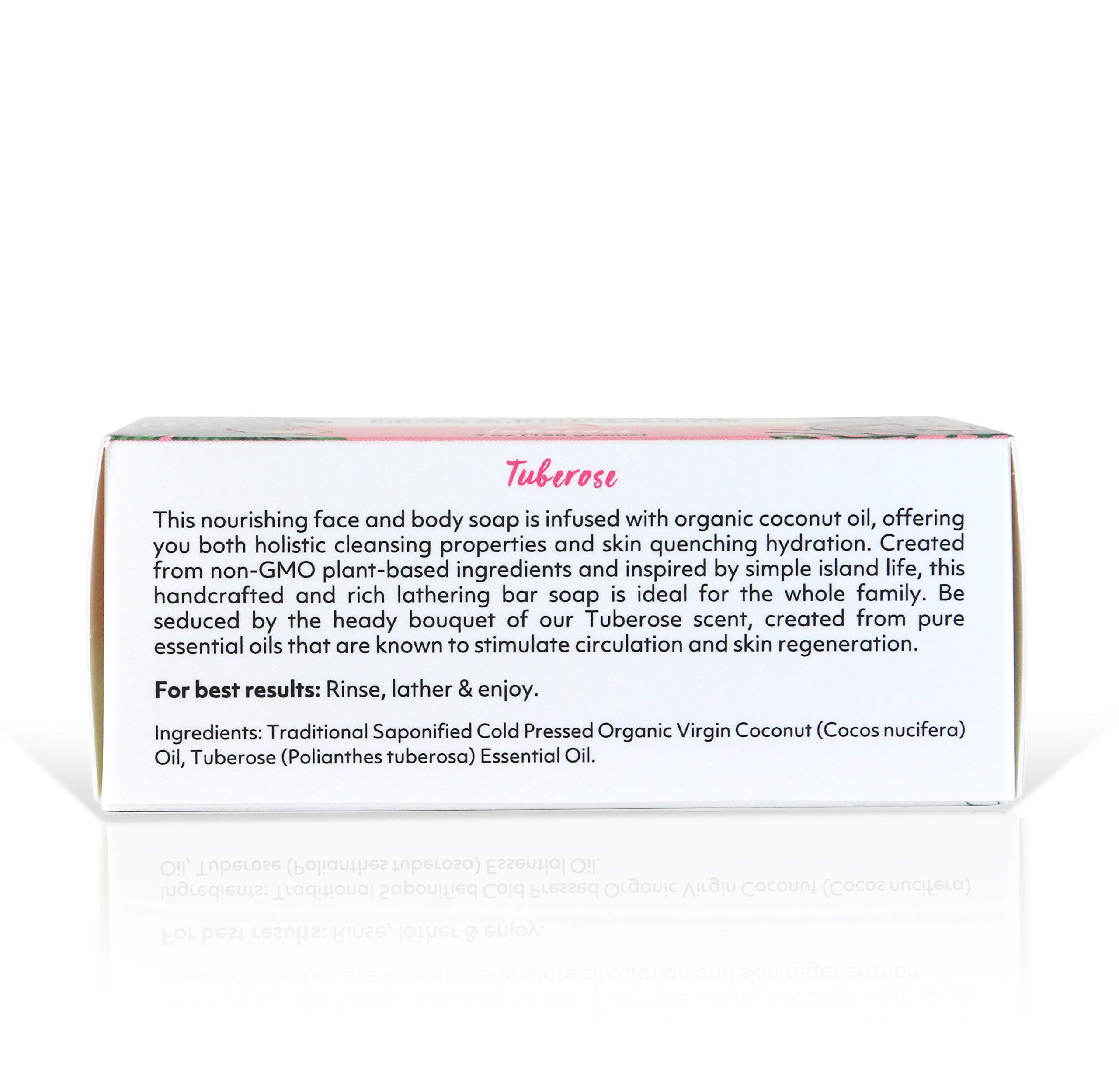 Coco Fiji, Coconut Oil Infused Soap, Bar 7oz (Tuberose, Pack of 2)