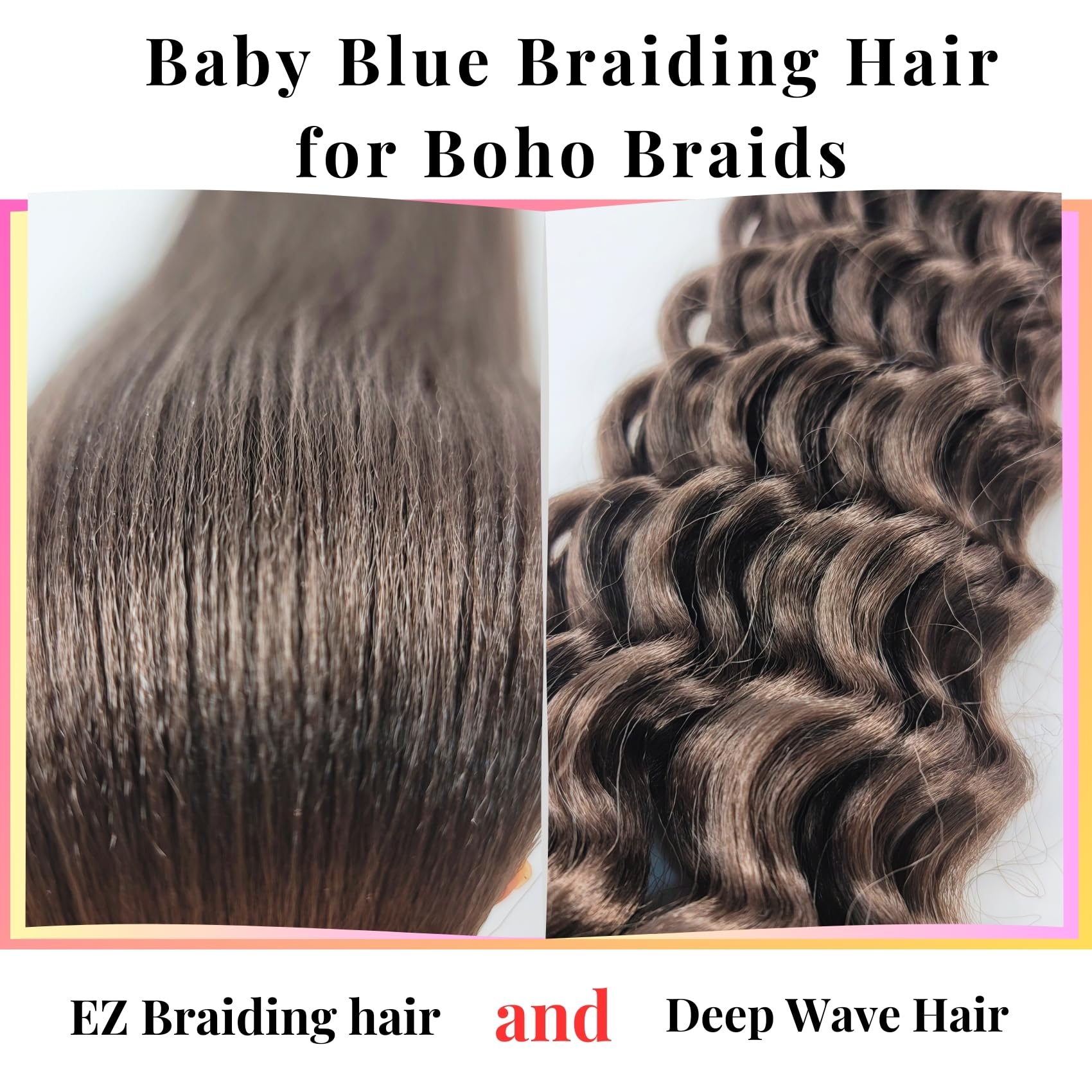 Brown Short Boho Braiding Hair Pre Stretched Box Hair 16Inch Boho Crochet Braids Hair For Braiding Synthetic Deep Wave Hair For