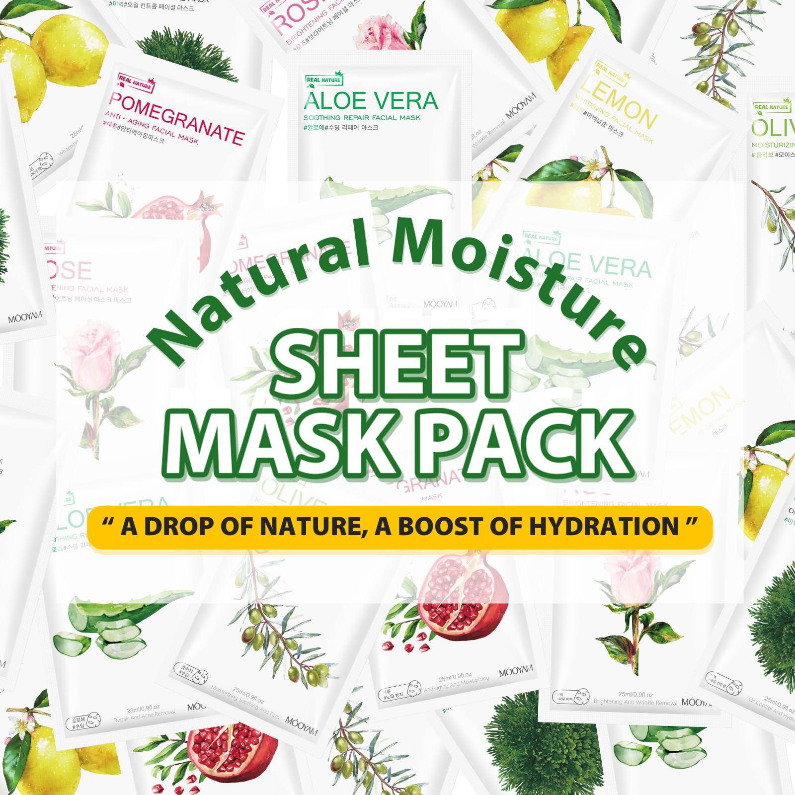 Guoyaolifu 6 Pack Variety Sheet Masks - Hydrating & Smoothing, Moisturizing & Nourishing For All Skin Types