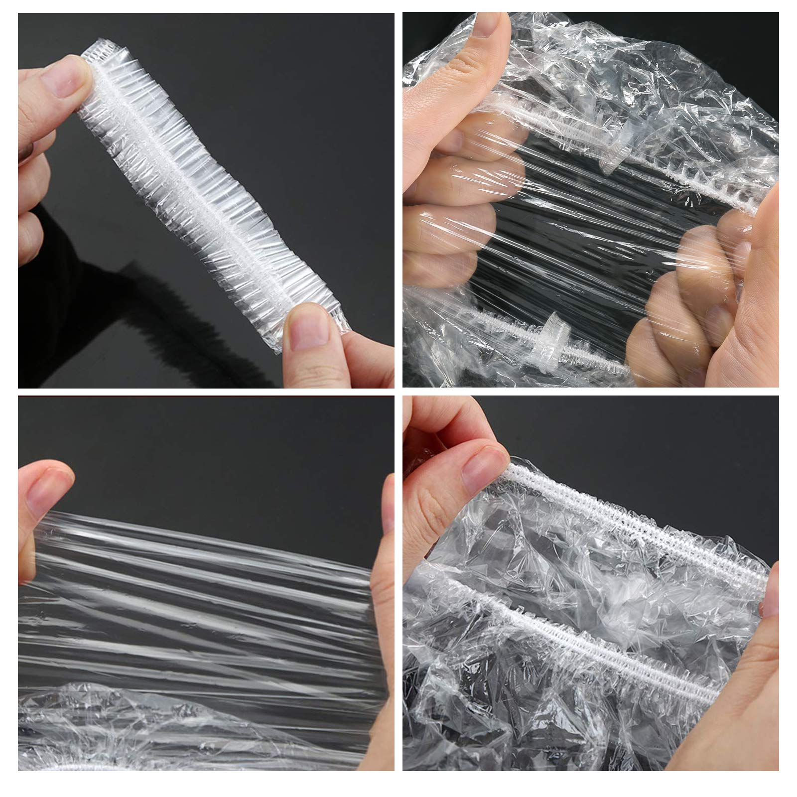 Yizijizi 30Pcs Disposable Shower Caps, Large Thick Clear Waterproof Shower Cap For Women, Large Size 205, Home Use, Spa, Hotel A