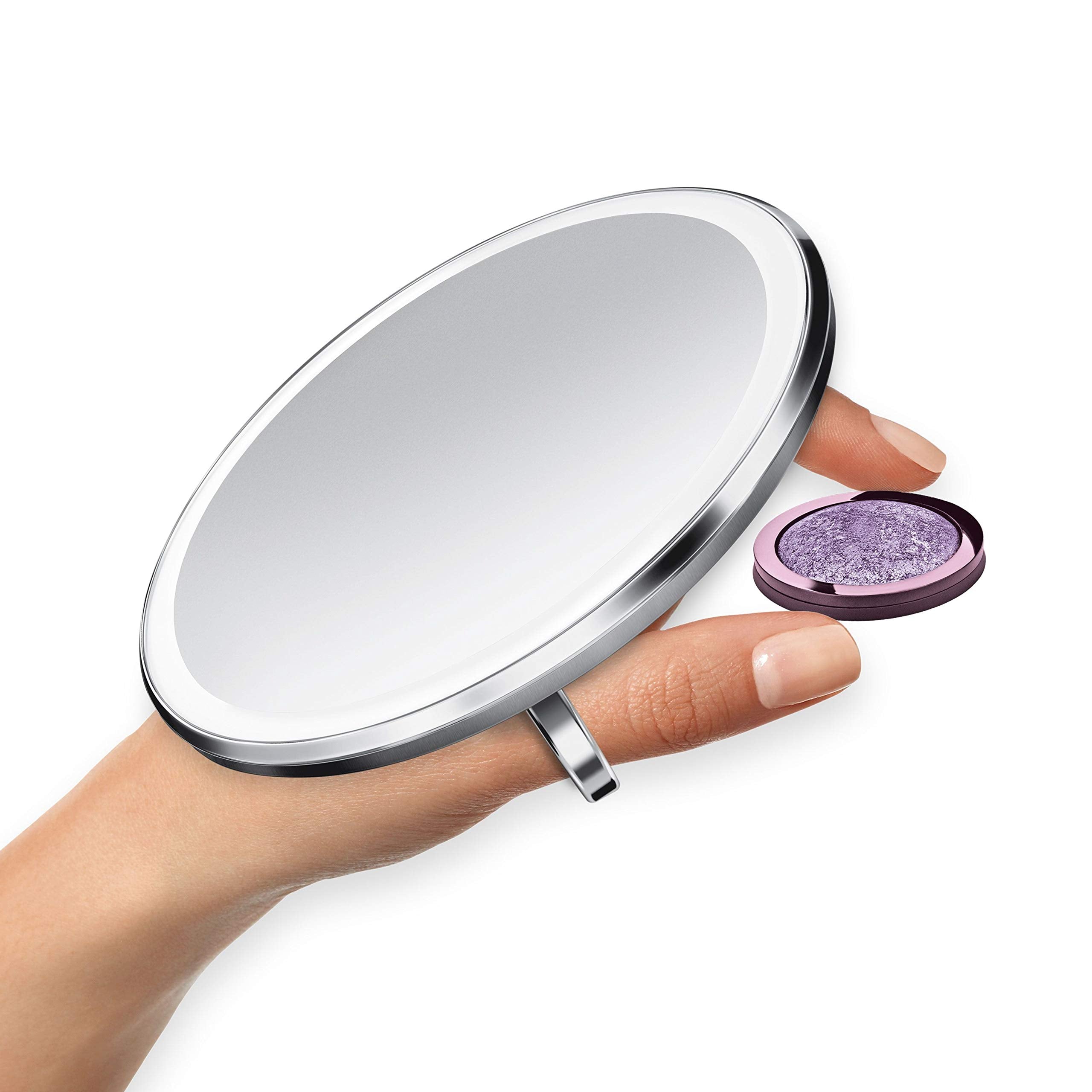 Simplehuman Sensor Mirror Compact 4'' Round, 3X Magnification, Brushed Stainless Steel