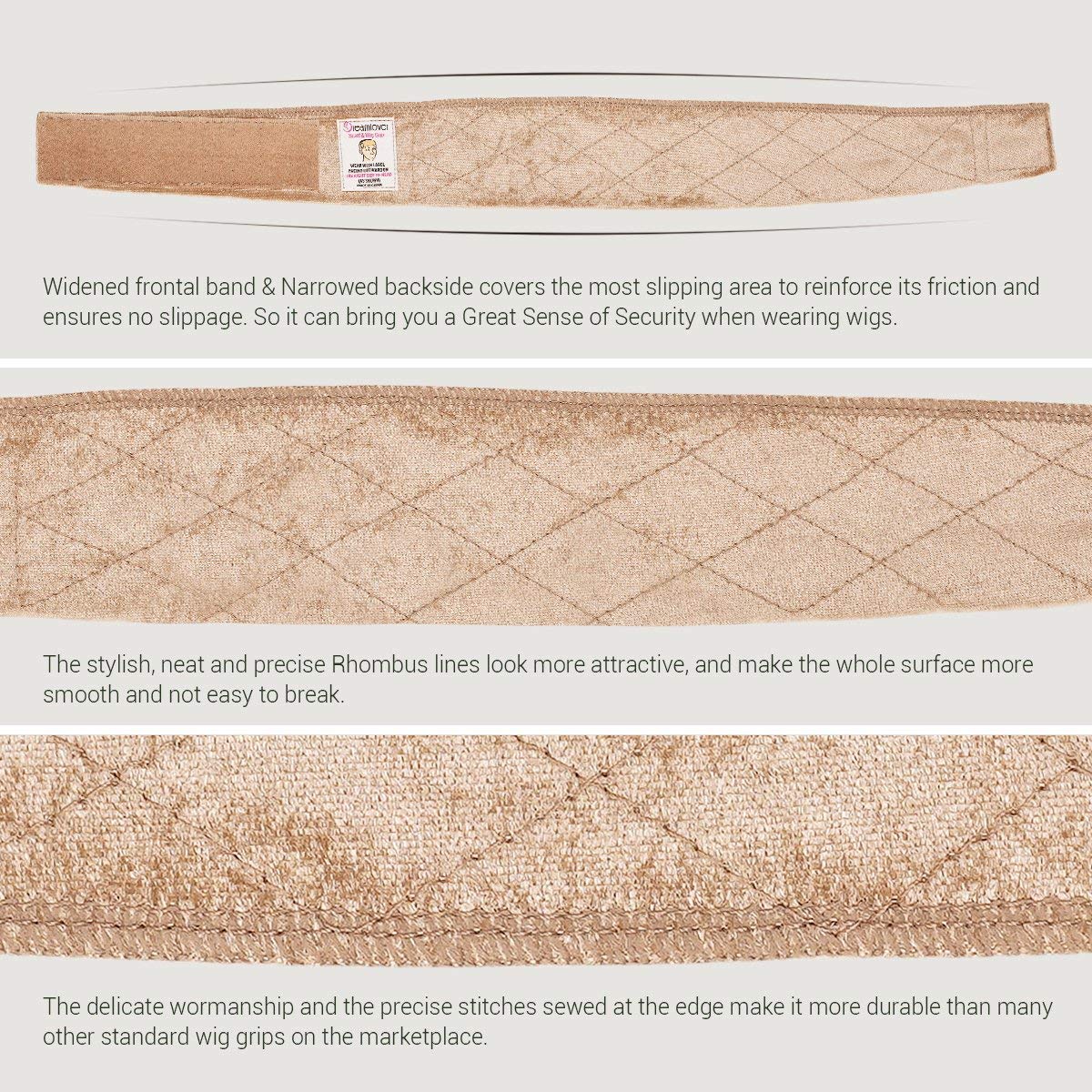 Dreamlover Wig Grip Headband - Tan, Lace Material, One Size, 2 Pieces for Secure Wig Wear