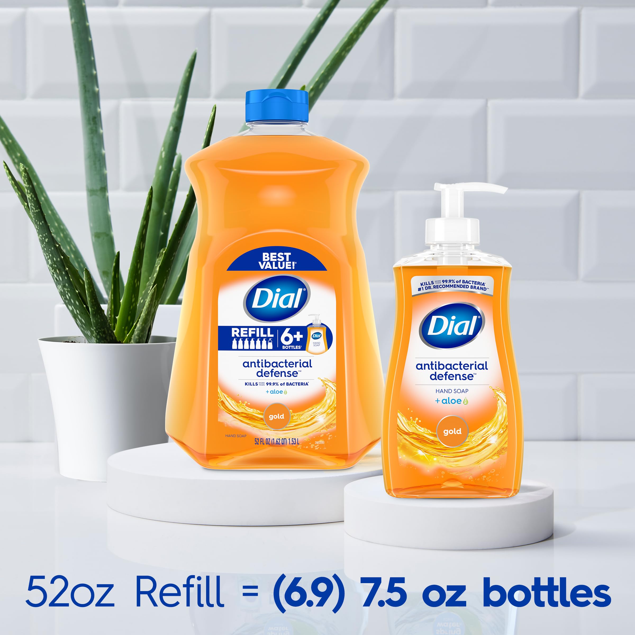 Dial Antibacterial Liquid Hand Soap Refill, Gold, 52 fl oz (Pack of 3) - Effective Germ Protection and Moisturizing Formula