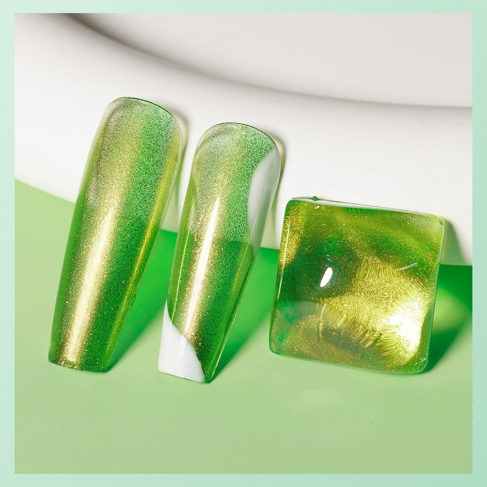 Mizhse Quick Dry Nail Polish, Holographic Neon Green Nail Polish Air Dry Fast, 15Ml/0.5 Fl Oz Regular Shiny Glitter Oil-Based Sh