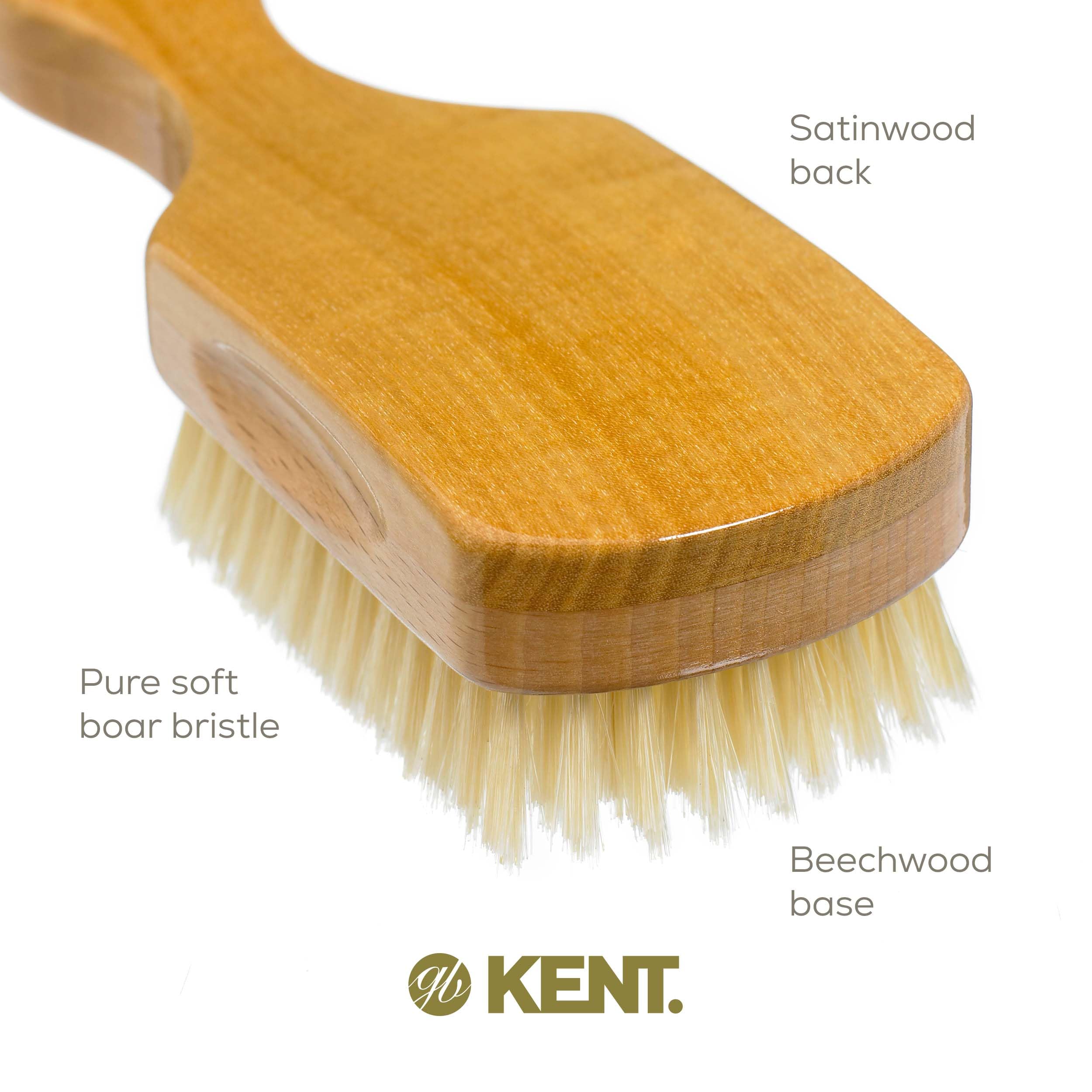 Kent OS11 Satinwood Military Club Hair Brush & Beard Brush - Soft White Boar Bristles for Fine or Thinning Hair, Men's Grooming,