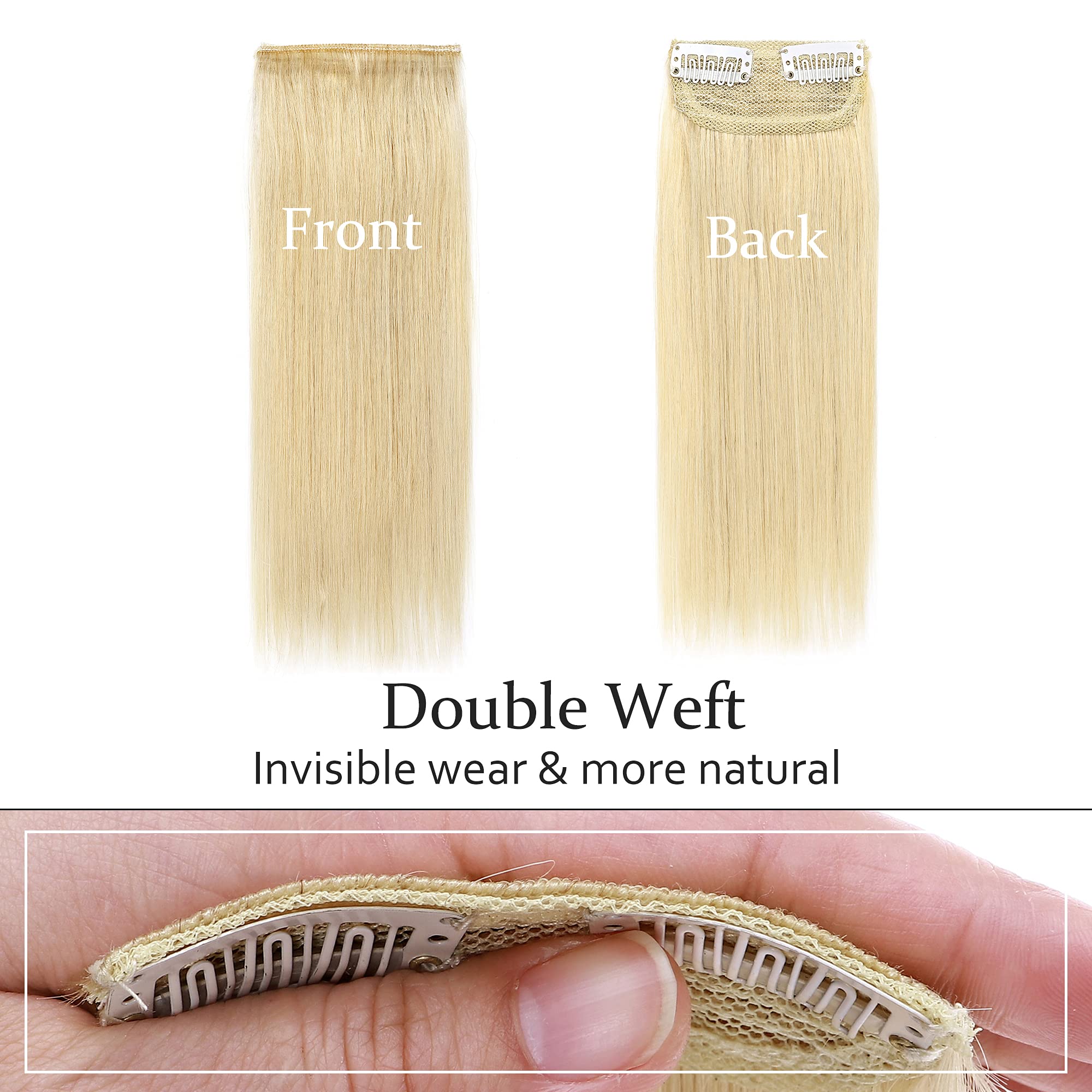 Sego 2 Pcs Short Hair Extensions Clip In Human Hair 8 Inch 24G Hairpiece Human Hair Toppers For Women With Thinning Hair Adding