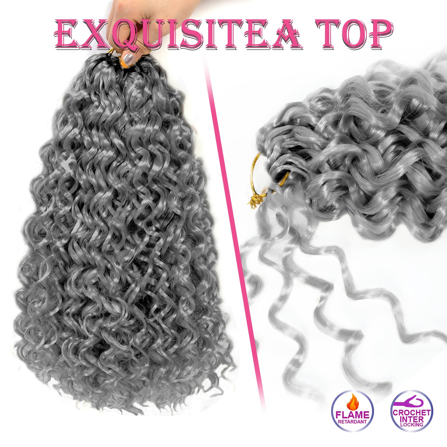 Gogo Curl Crochet Hair 8 Inch Short Curly Crochet Hair For Black Women Beach Curl Water Wave Curly Crochet Braids Hair, Deep Wav