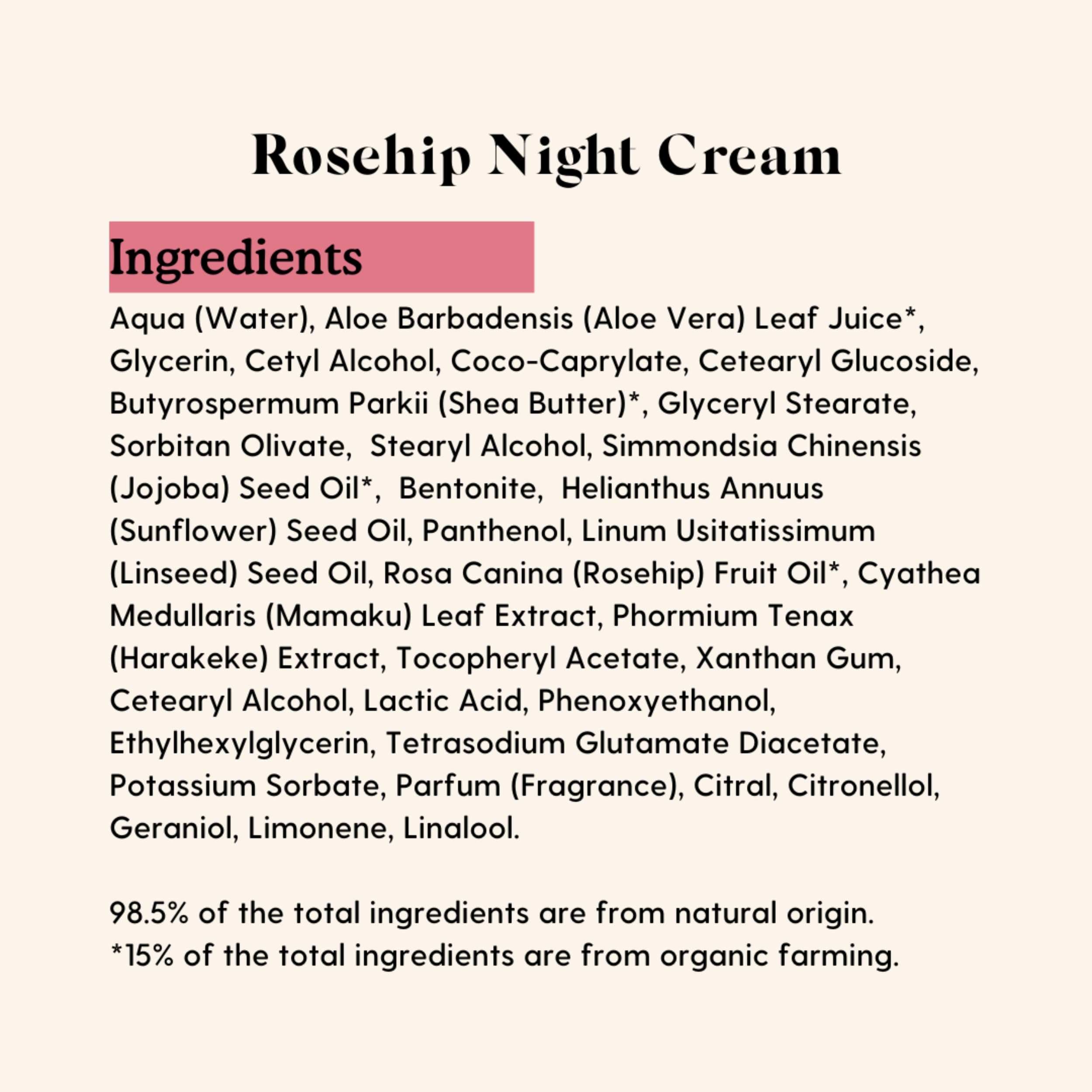 Essano Rosehip Oil Retinol Night Cream, Skin Care Face Moisturizer with Hyaluronic Acid, Natural Face Cream to Support Appearanc