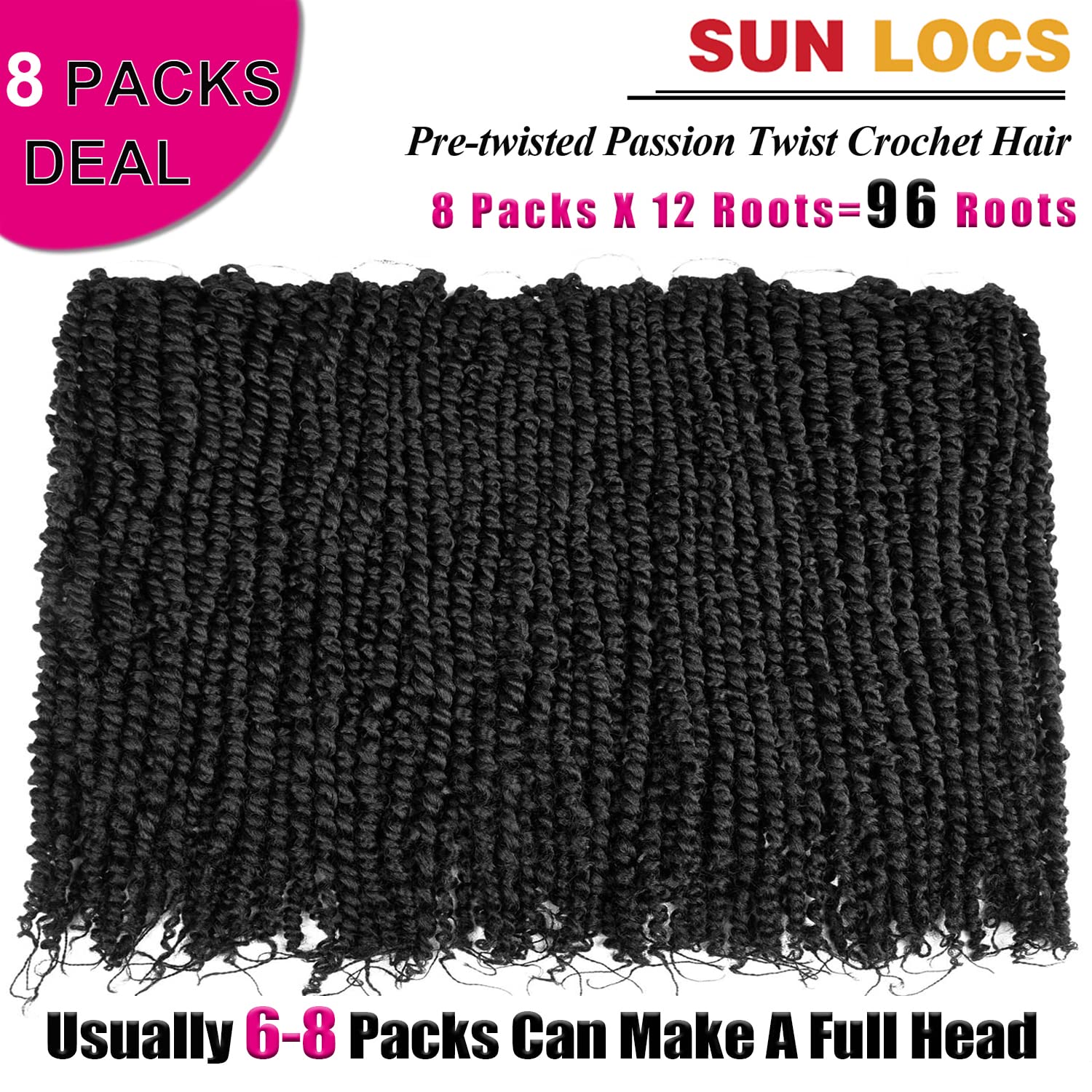 22 Inch Pre-Twisted Passion Twist Hair Crochet Hair For Black Women 8 Packs Passion Twist Pre-Looped Crochet Braids Hair Bohemia