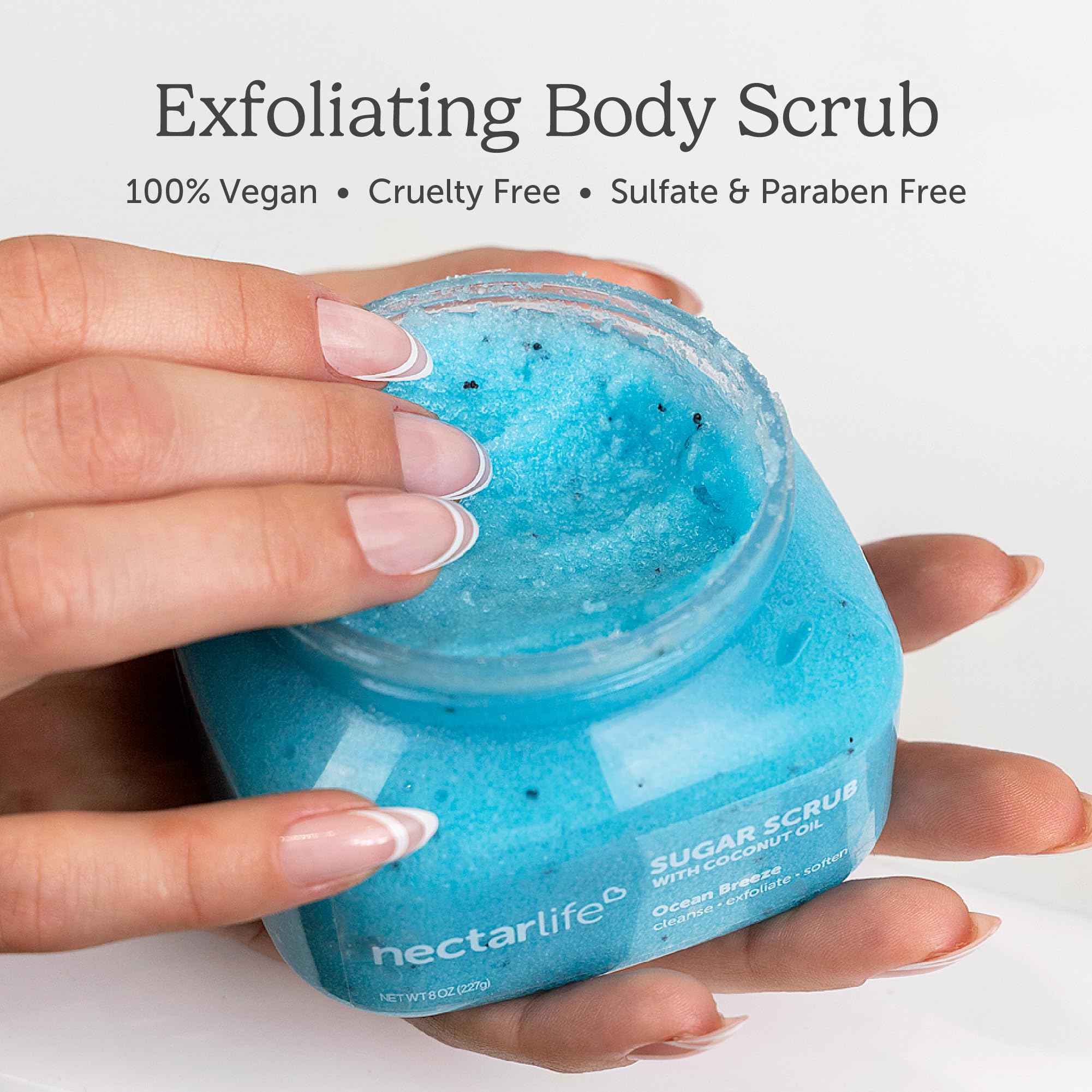 Sugar Body Scrub 8 oz, Moisturizing and Exfoliating Scrub for Nourishing Essential Body Care, Gift For Her (Ocean Breeze)