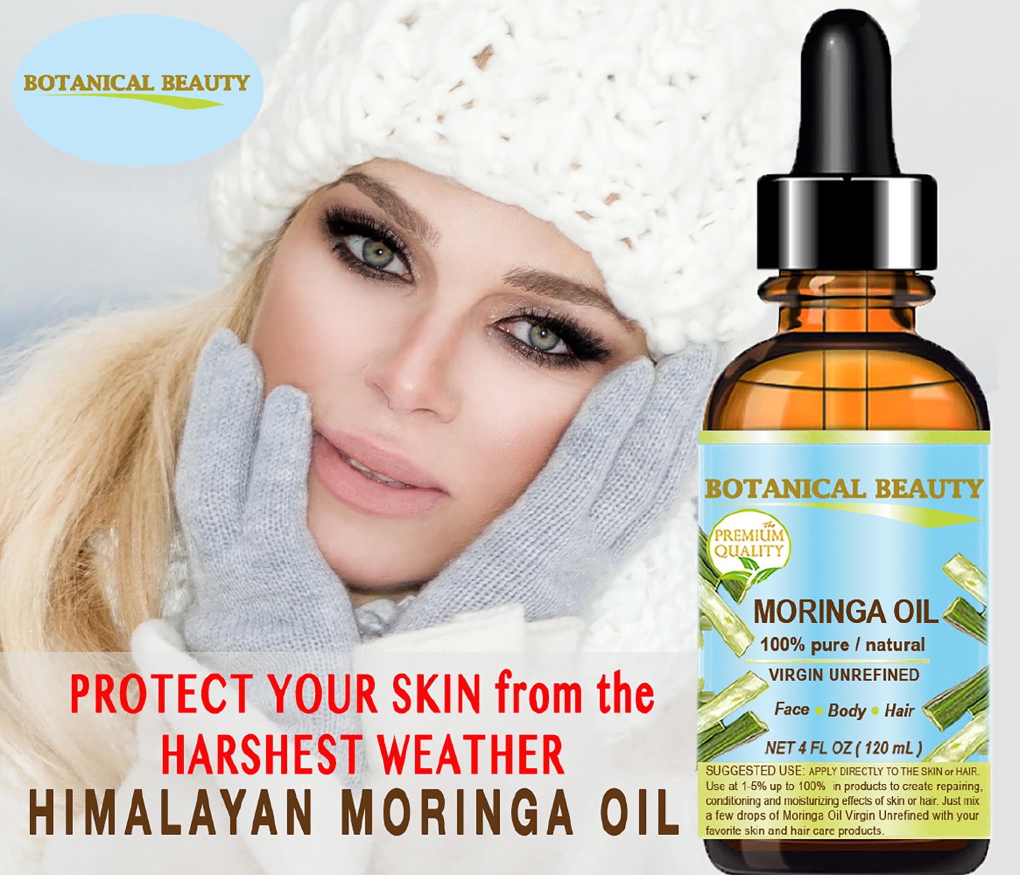 Botanical Beauty MORINGA OIL Moringa oleifera WILD GROWTH Himalayan. 100% Pure Natural Undiluted Virgin Unrefined 0.5 Fl.oz.- 15