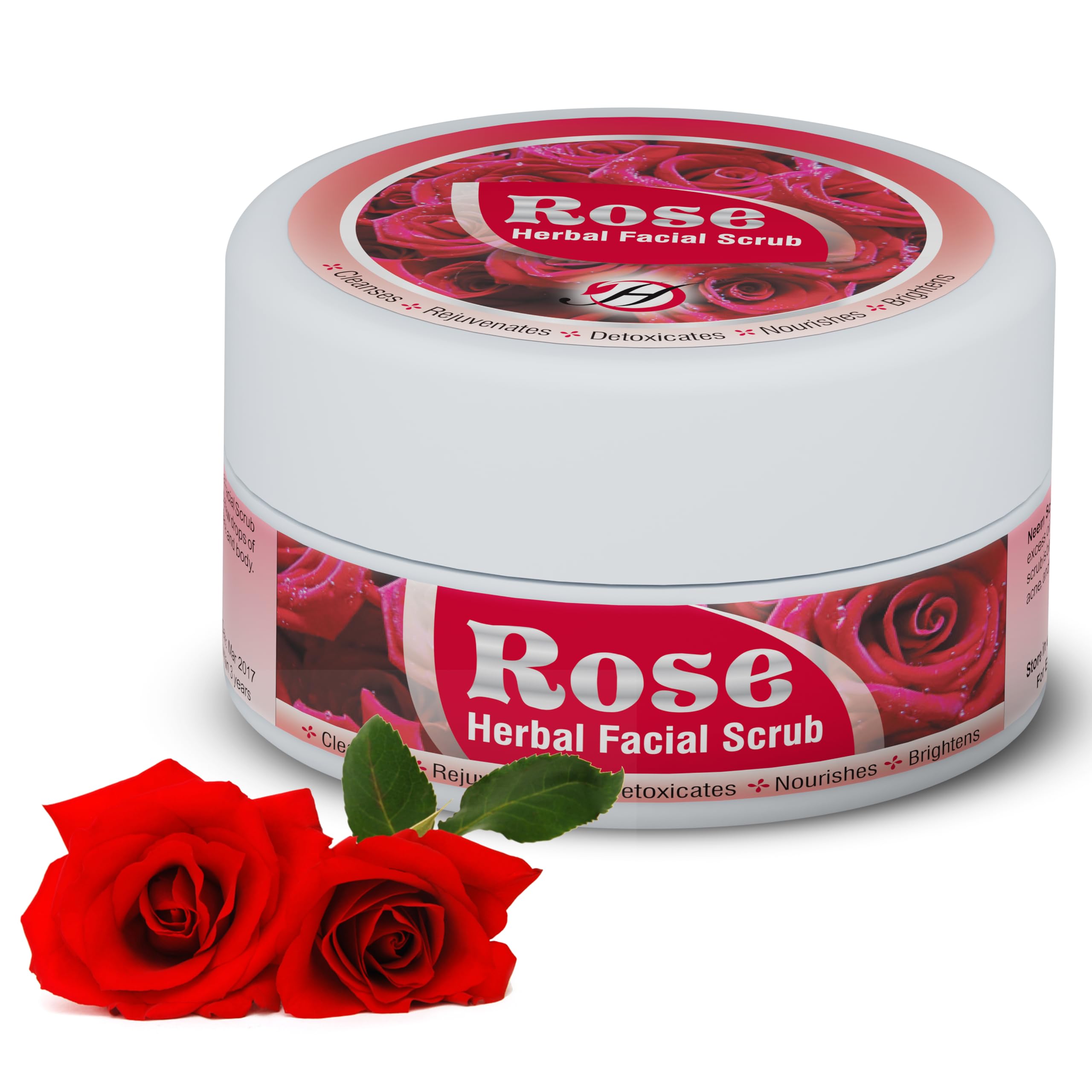 HERBOGANIC Rose Herbal Facial Scrub | Pure Herbal |Exfoliating Rose Scrub for Cleansing and Nourishing | Rose Body Wash Scrub | 