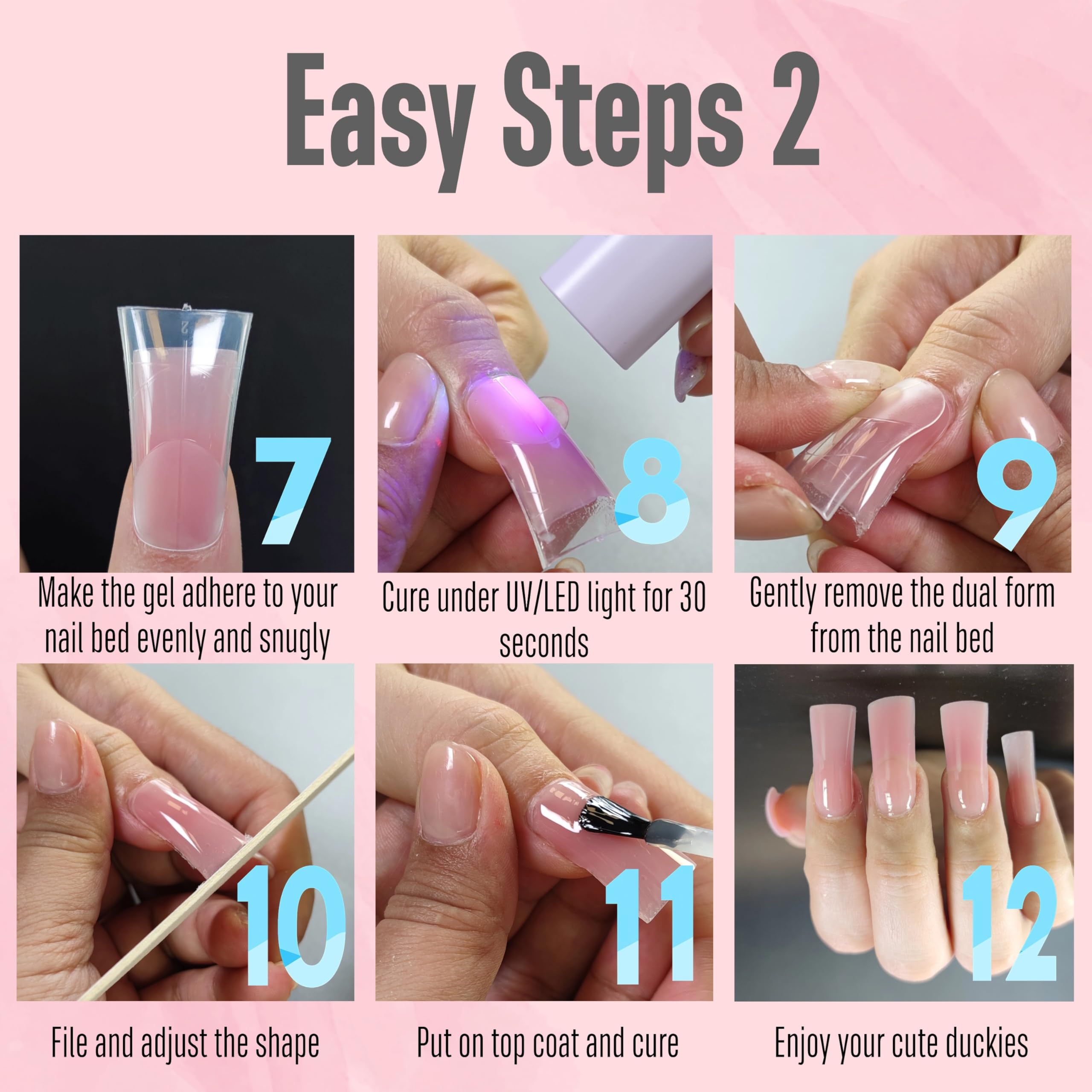 Novo Ovo 240 Pcs Duck Nail Dual Forms For Poly Gel Toenail Extension, Reusable Full Cover Molds For French Tip Acrylic Duckies,
