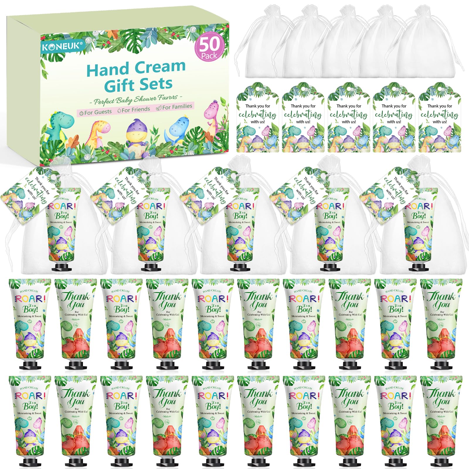 50 Pack Bulk Hand Cream Gifts Sets, Baby Shower Favors and Wedding Welcome Bag Stuffers for Guests with Thank You Card and Organ