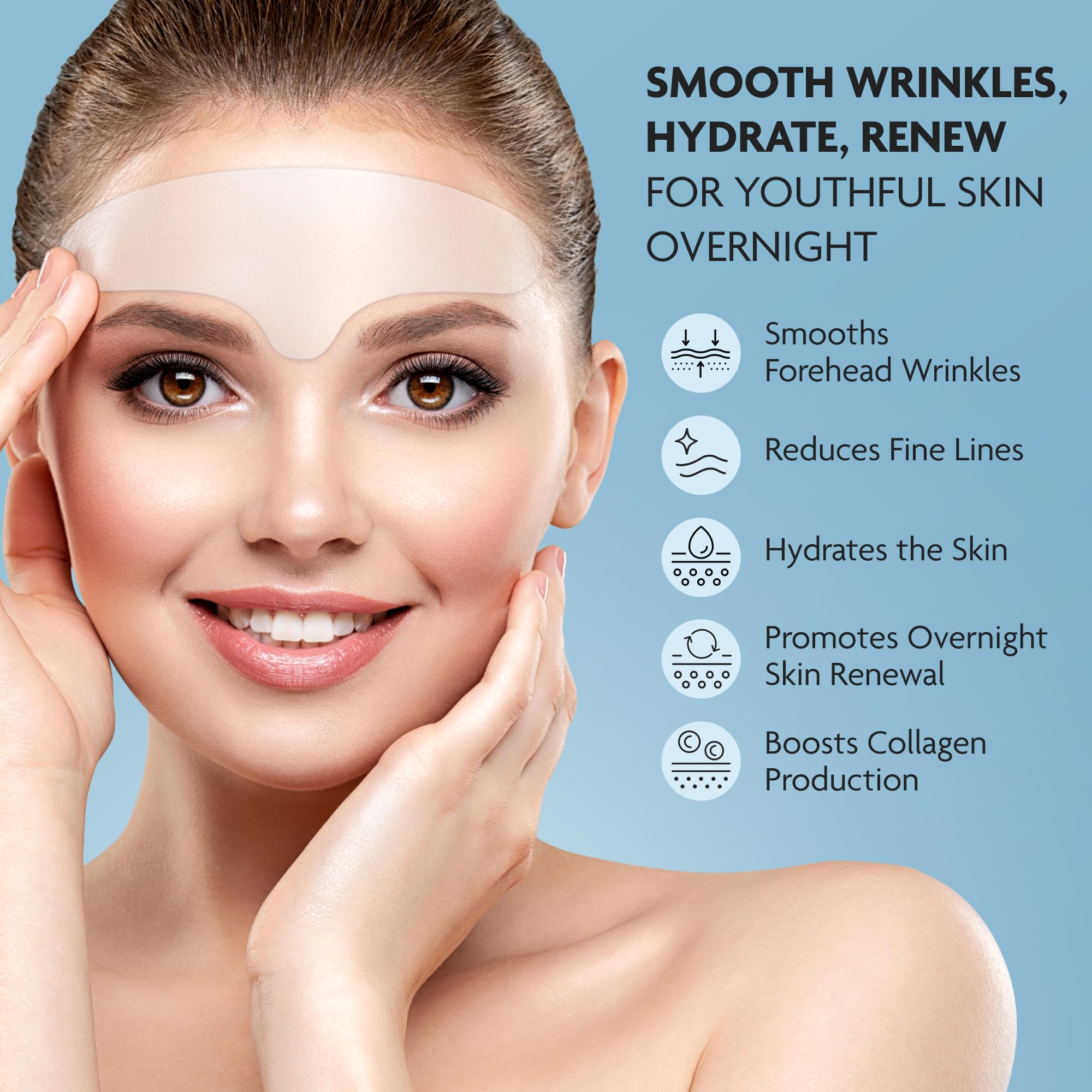 Dersie Silicone Forehead Wrinkle Patches: Reusable Silicone Anti Wrinkle Patches - Forehead Wrinkles Treatment - Overnight Use F