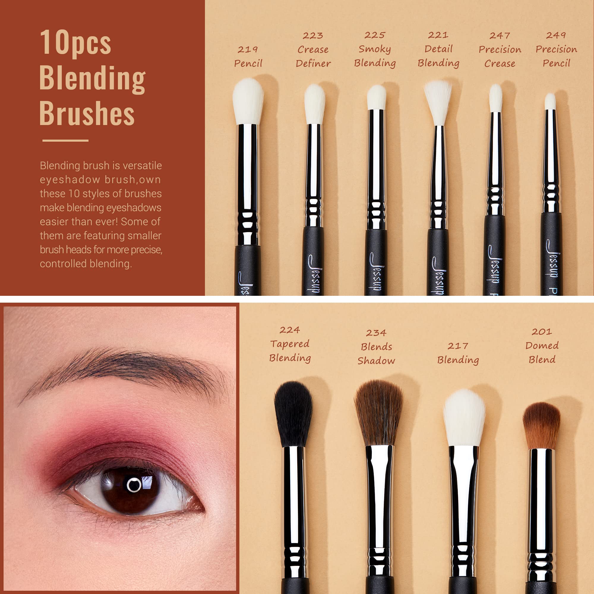 Jessup Eye Makeup Brushes Set Professonal 28Pcs Premium Synthetic Eyeshadow Brush Eyeliner Brush Eyebrow Brush Blending Brush Fo