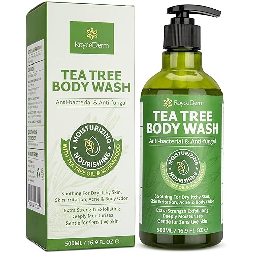 Roycederm Antifungal Body Wash - Tea Tree, 16.9 Fl Oz, Green - For Acne, Tinea Versicolor, Jock Itch, Athlete's Foot, Body Odor