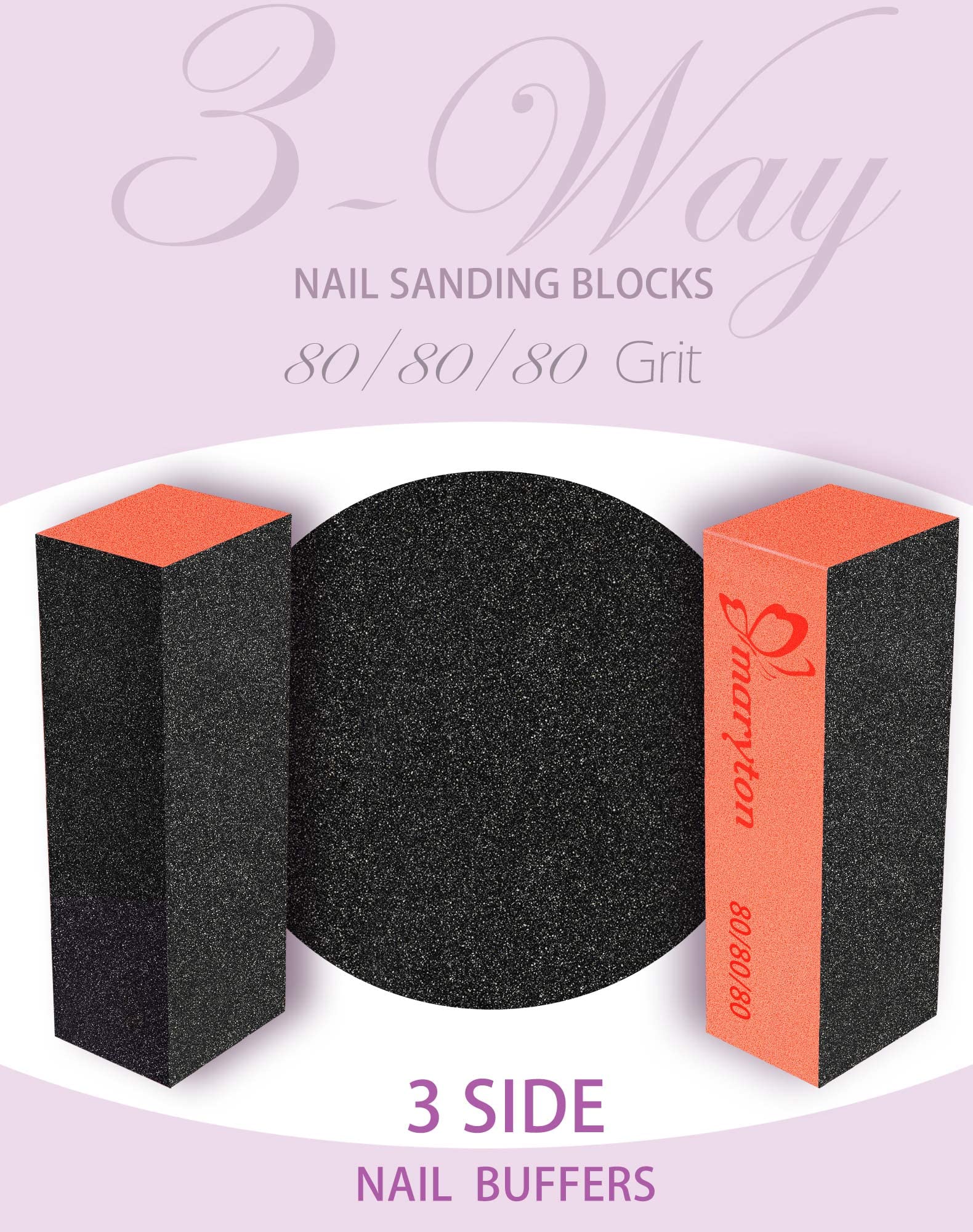 Maryton Nail Sanding Buffing Block, 80/80 Grit For Acrylic Nails Kit, Manicure Tool With 4 Mini Shiny Nail Buffers, 10 Pcs